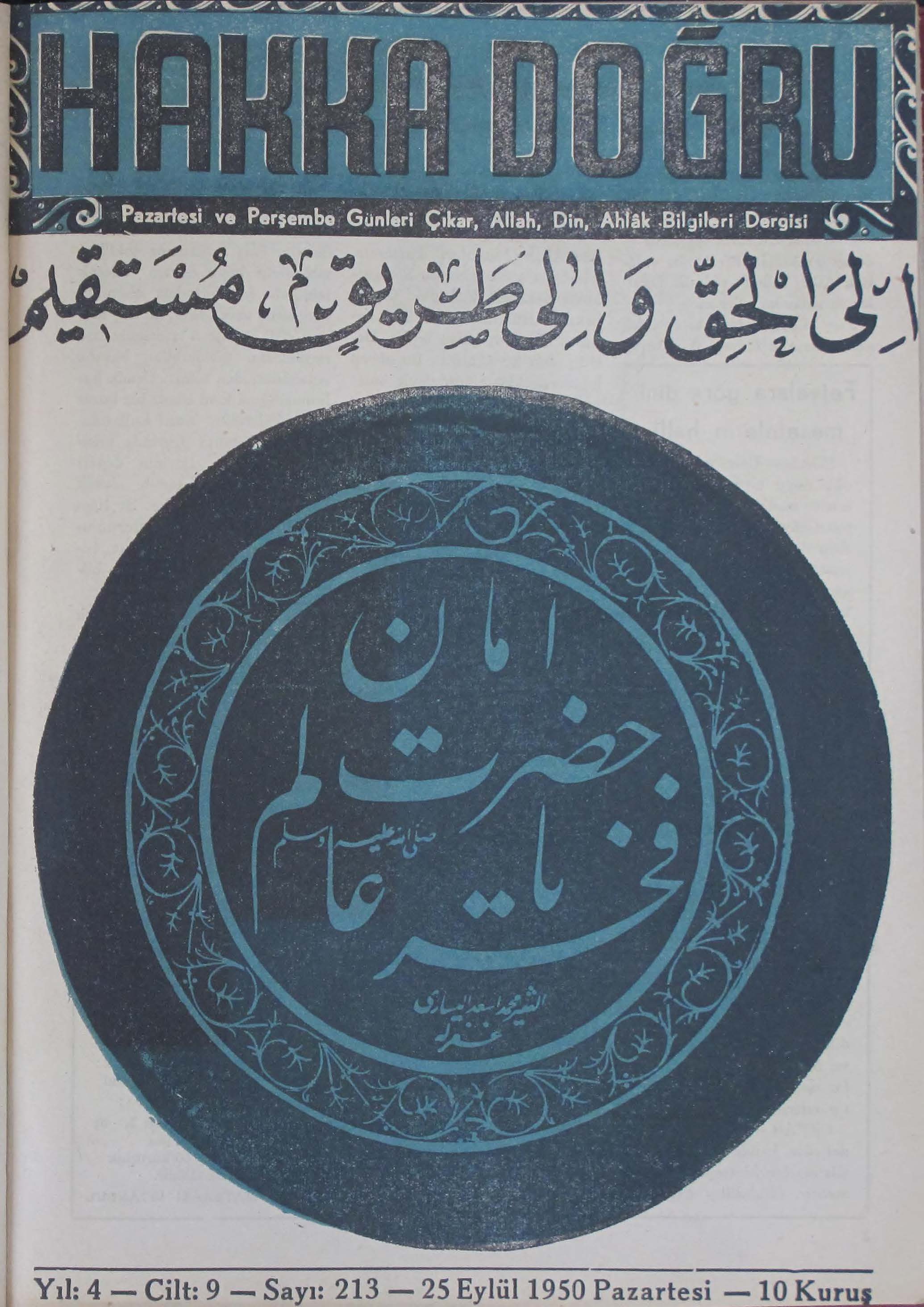 9. Cilt 213. Sayı Kapağı