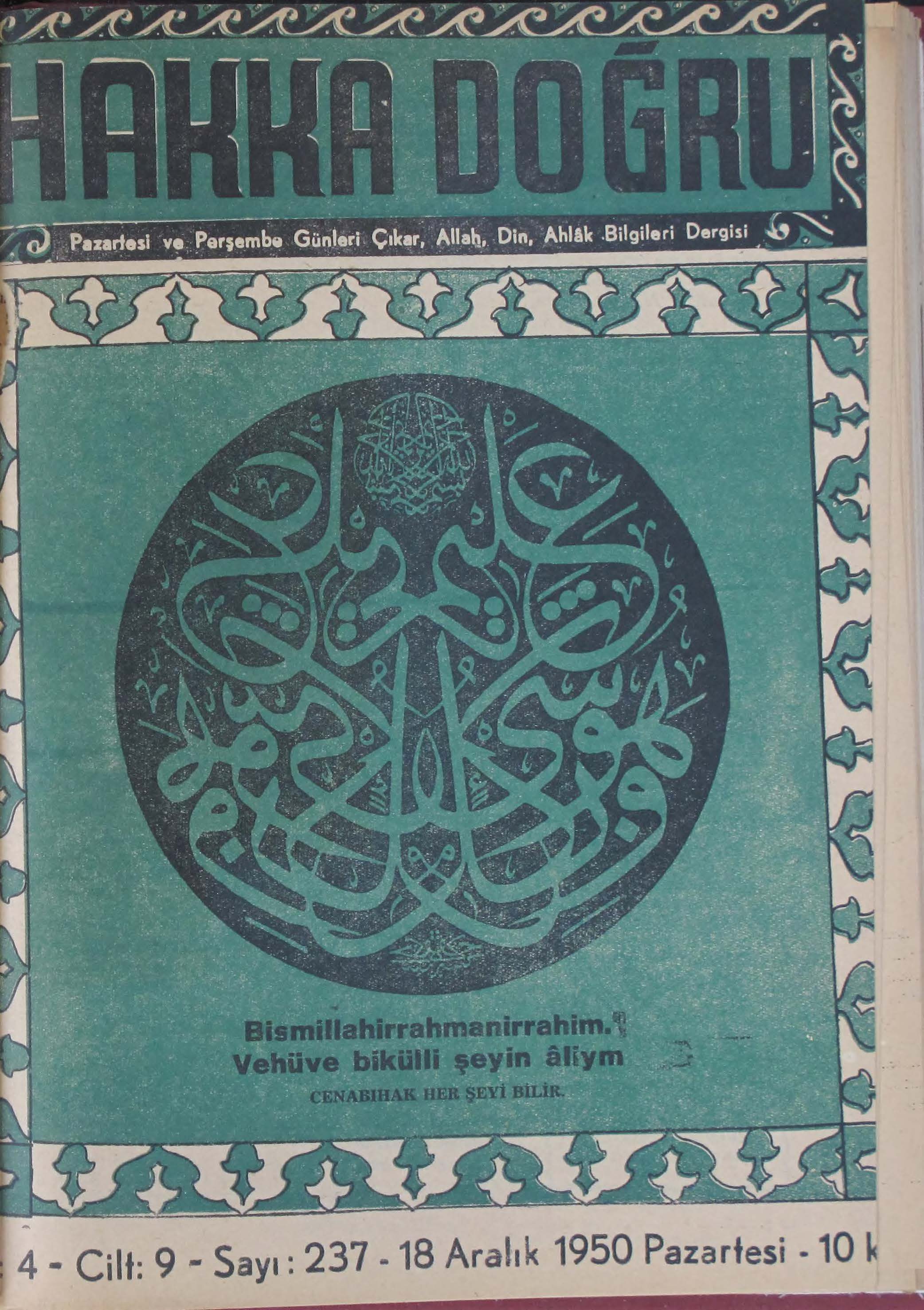9. Cilt 237. Sayı Kapağı