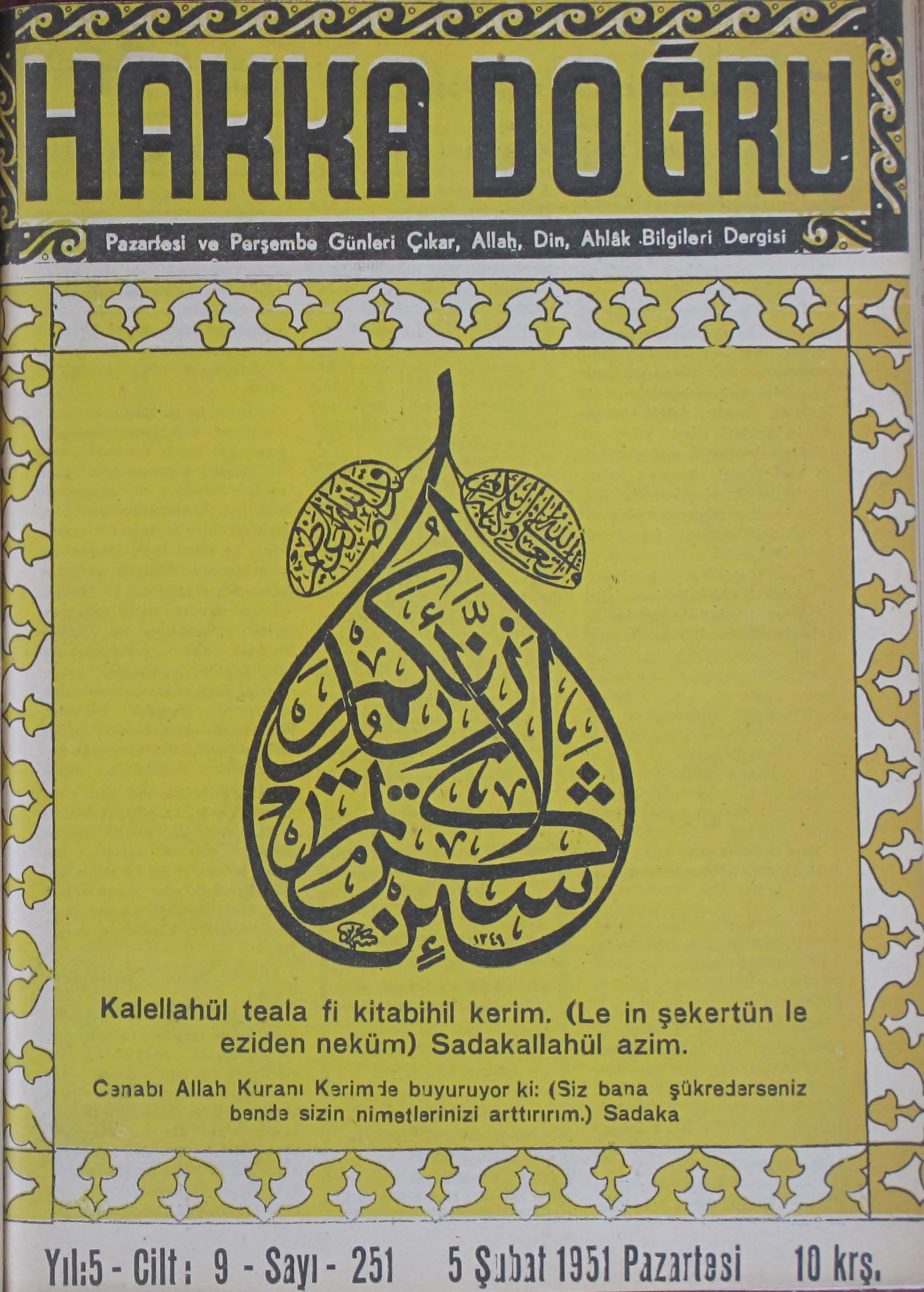 9. Cilt 251. Sayı Kapağı