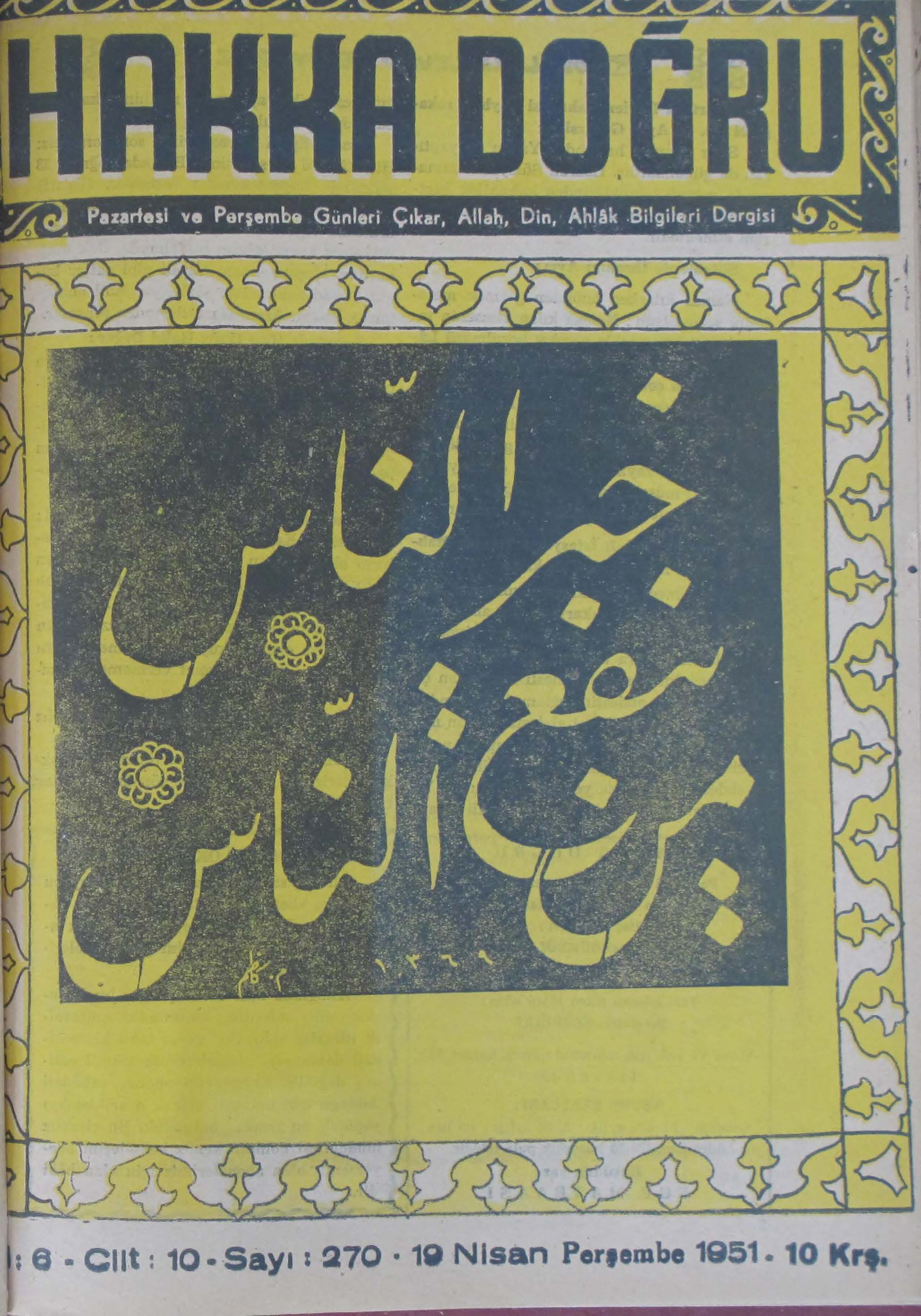 10. Cilt 270. Sayı Kapağı