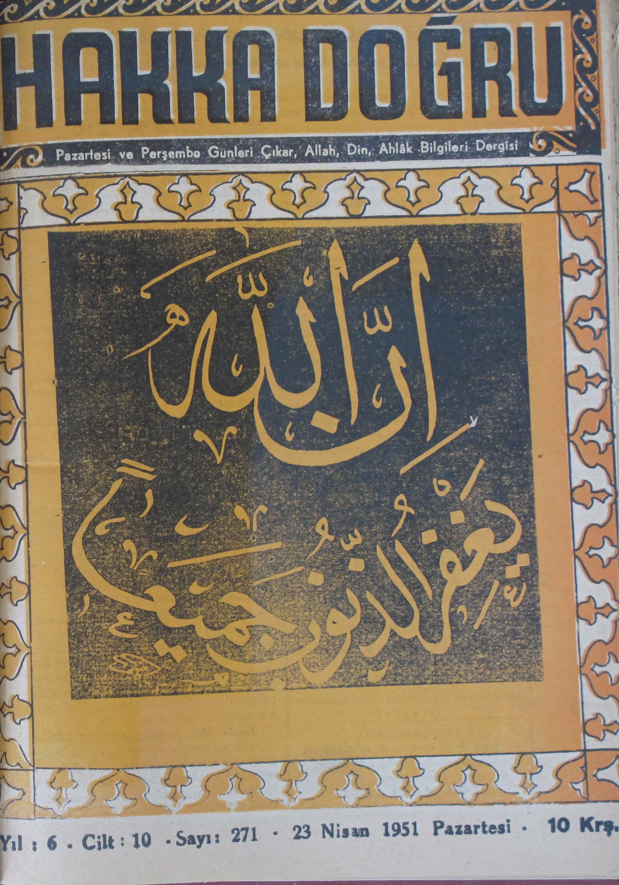 10. Cilt 271. Sayı Kapağı