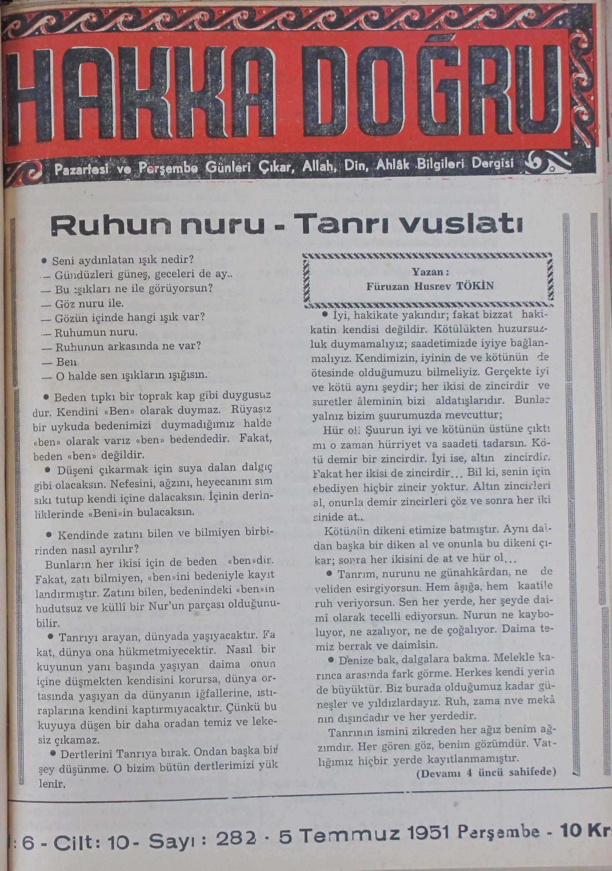 10. Cilt 282. Sayı Kapağı