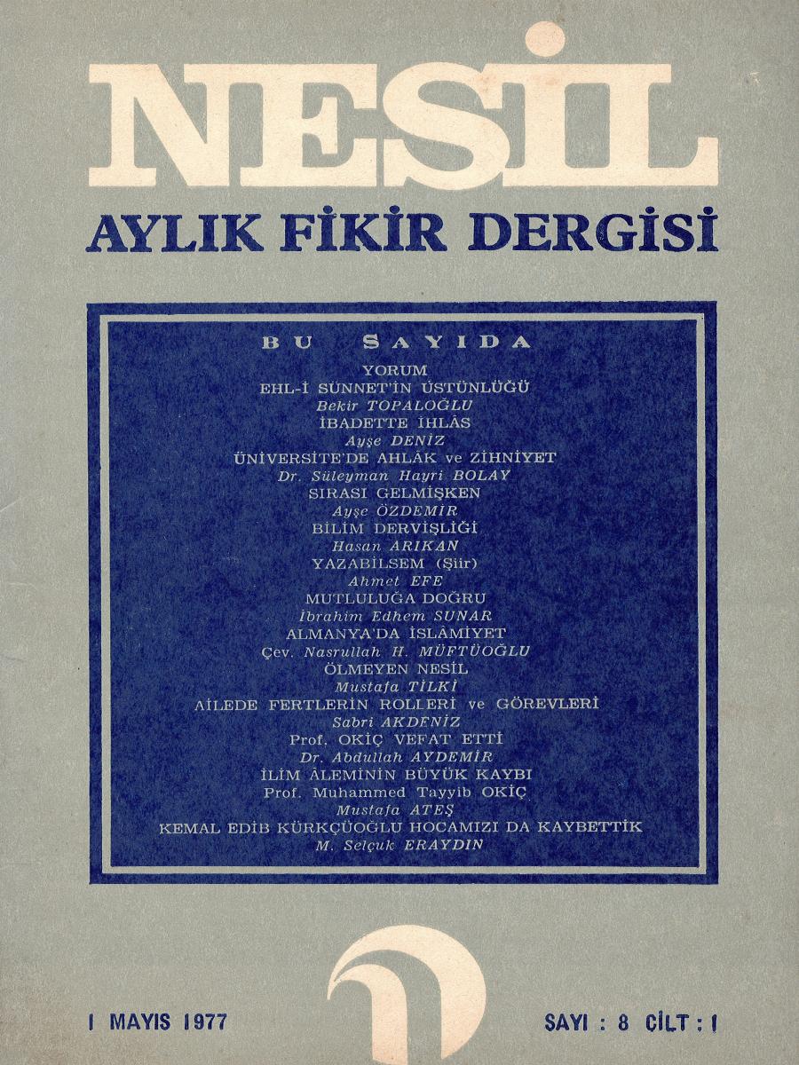 1. Cilt 8. Sayı Kapağı