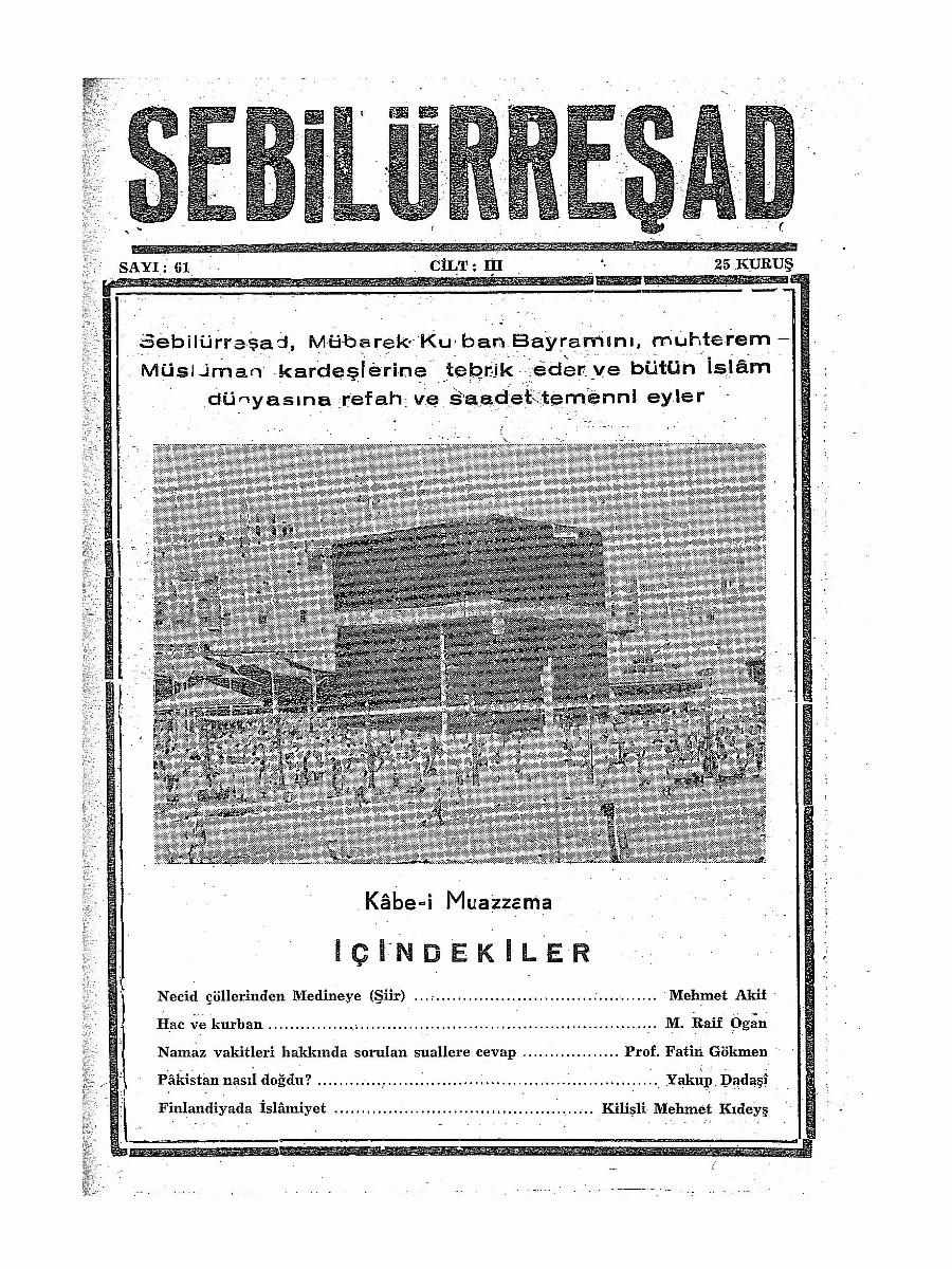 3. Cilt 61. Sayı Kapağı