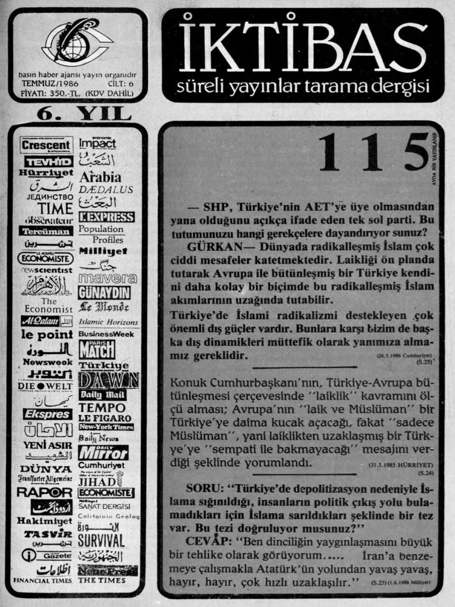 6. Cilt 115. Sayı Kapağı