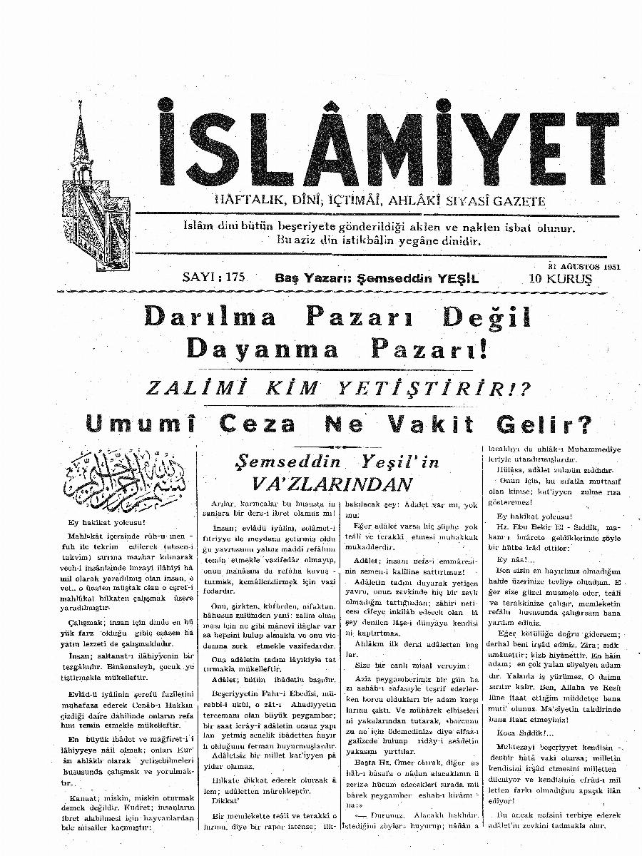 4. Cilt 175. Sayı Kapağı