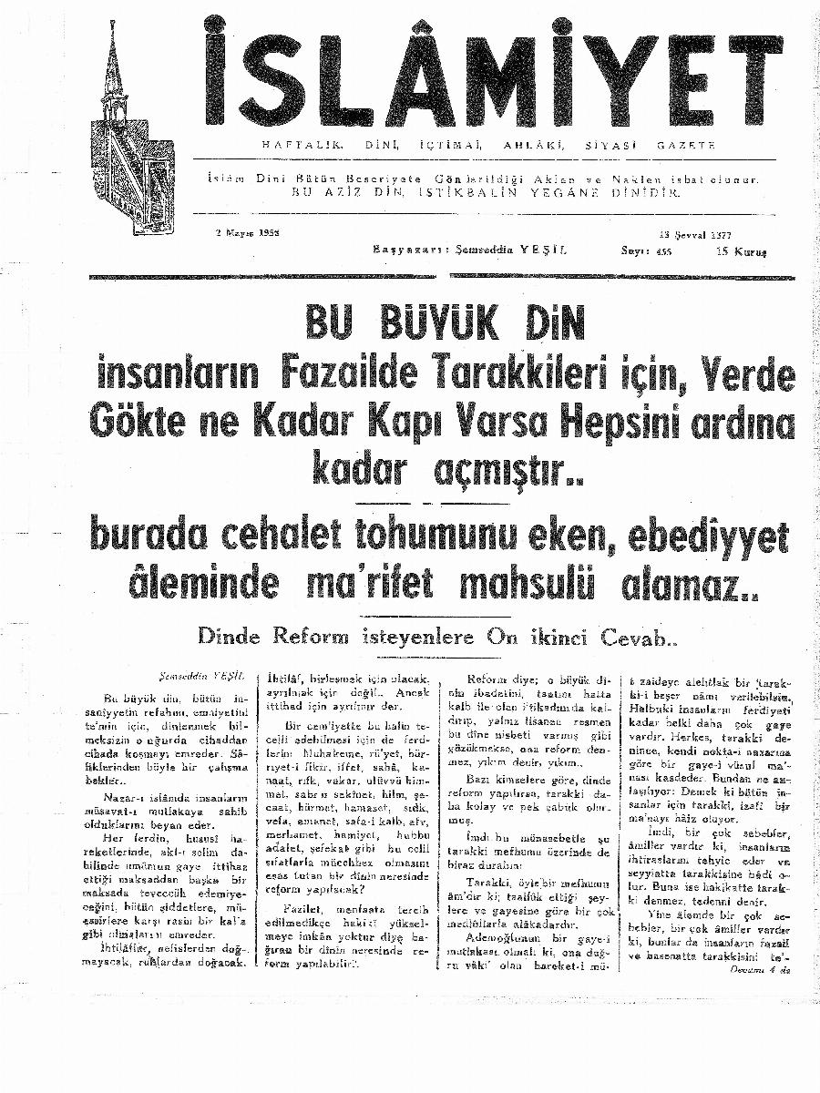 9. Cilt 455. Sayı Kapağı