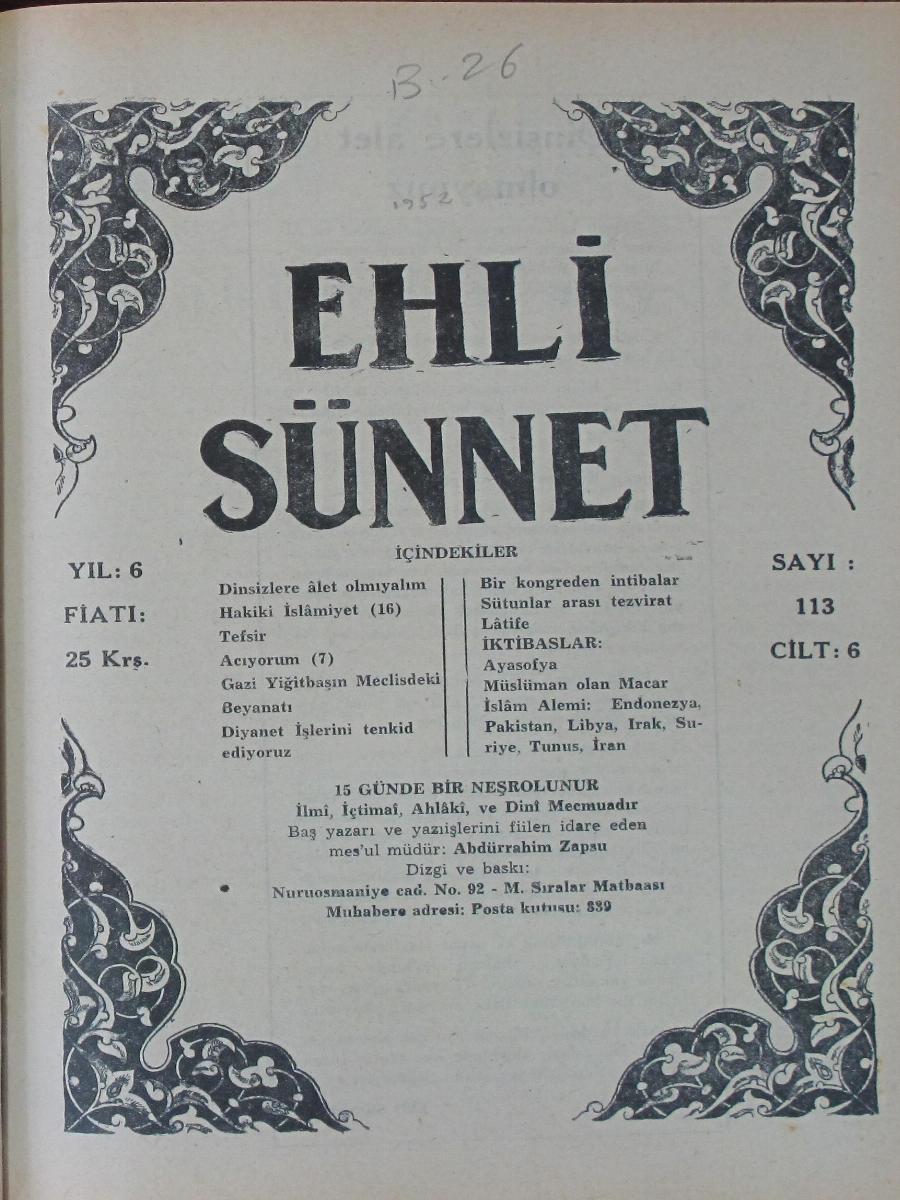 6. Cilt 113. Sayı Kapağı