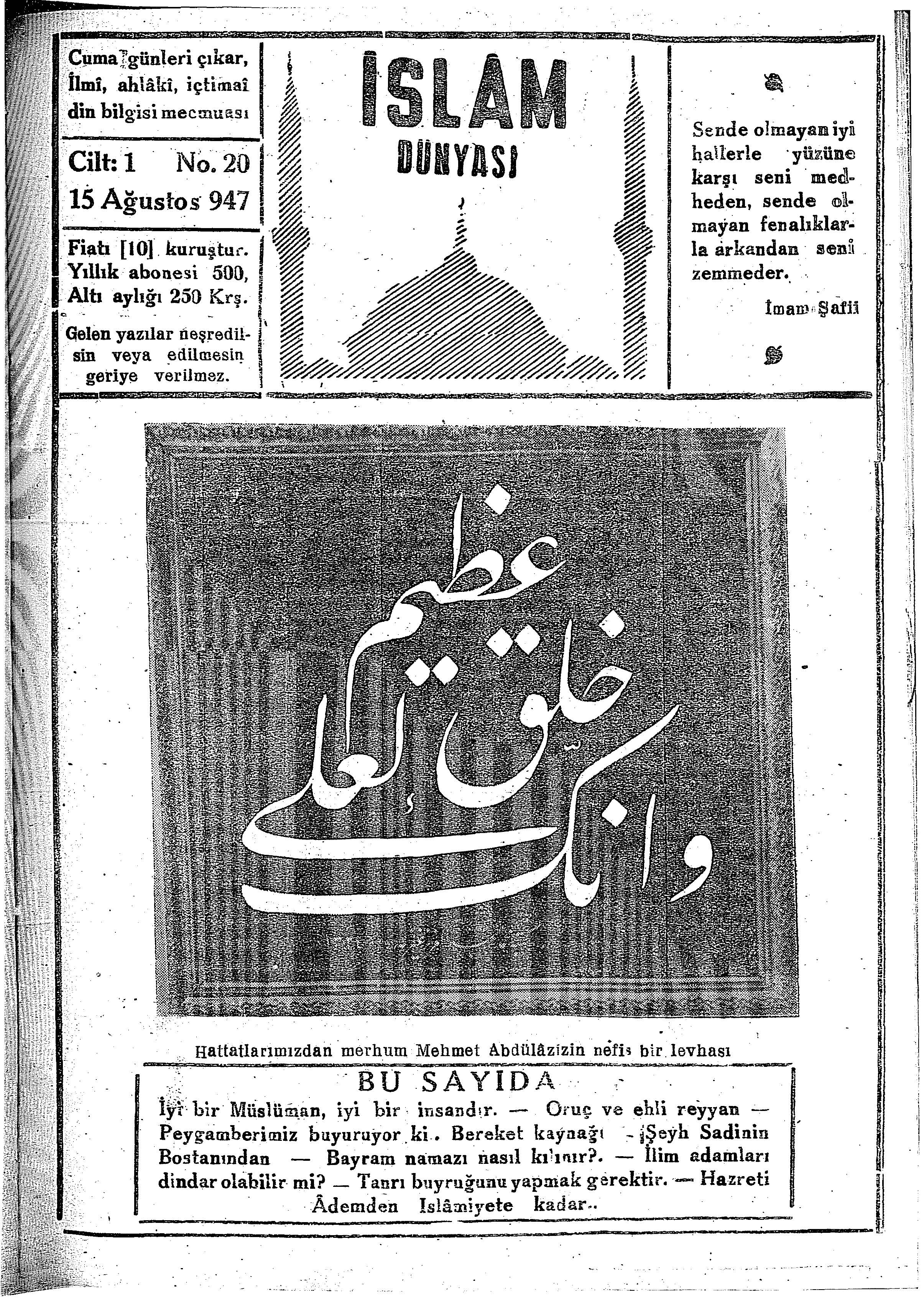 1. Cilt 20. Sayı Kapağı