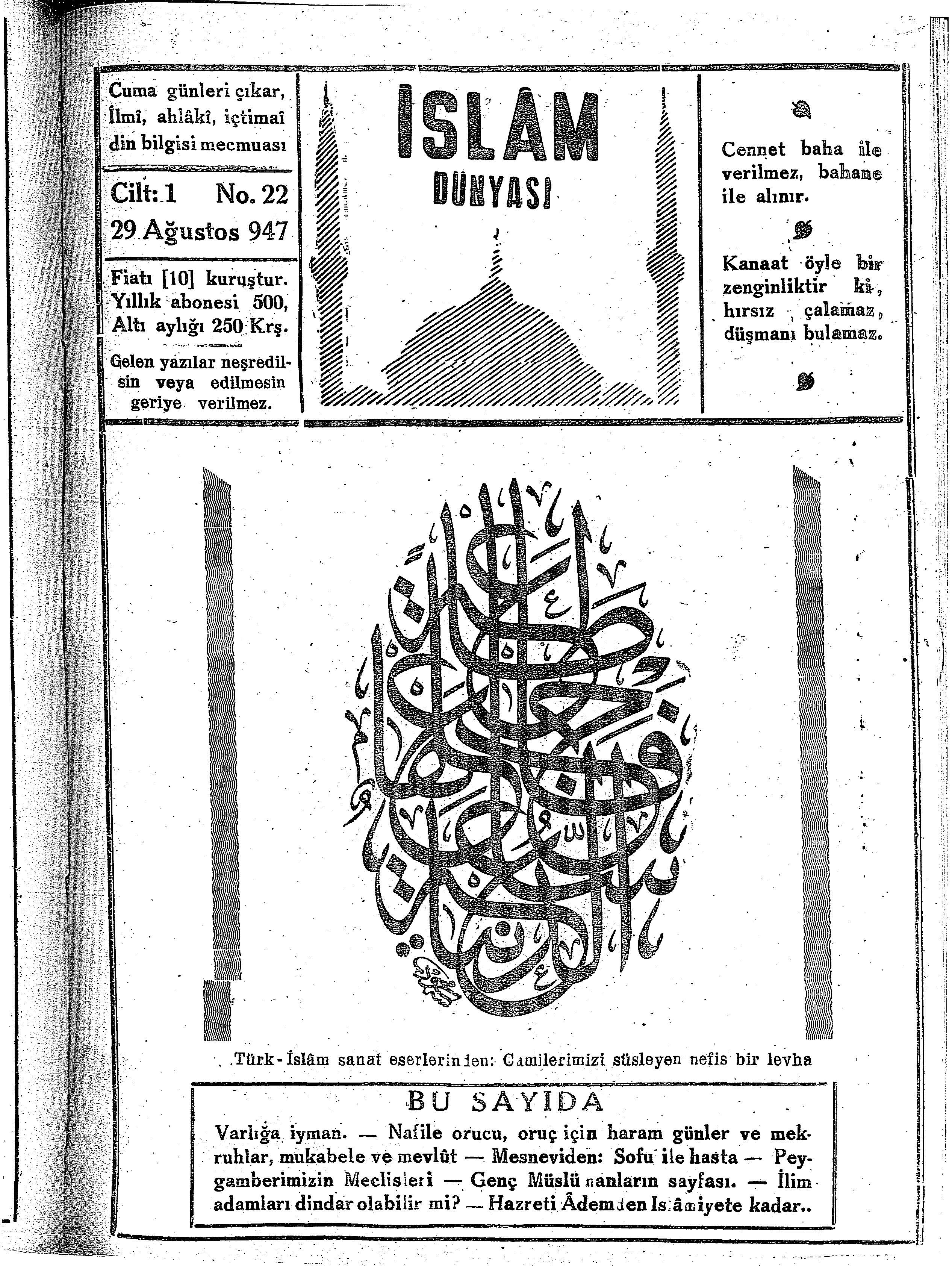 1. Cilt 22. Sayı Kapağı