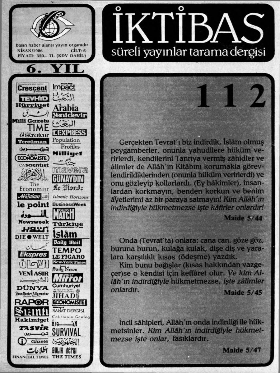 6. Cilt 112. Sayı Kapağı