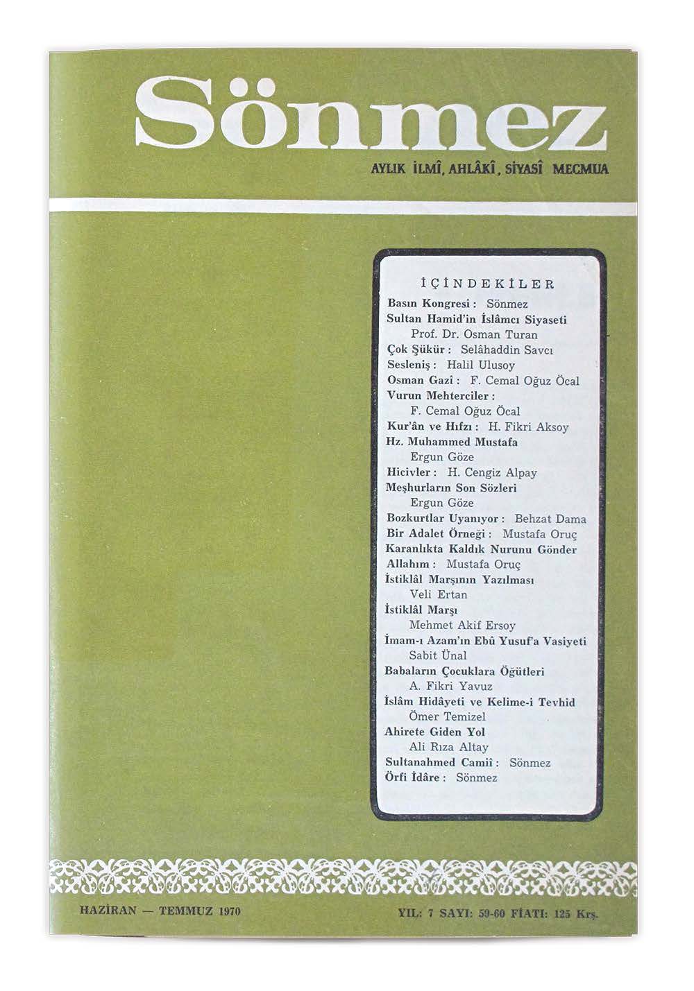 7. Cilt 59-60. Sayı Kapağı