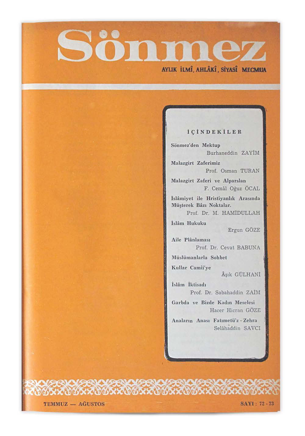 8. Cilt 72-73. Sayı Kapağı