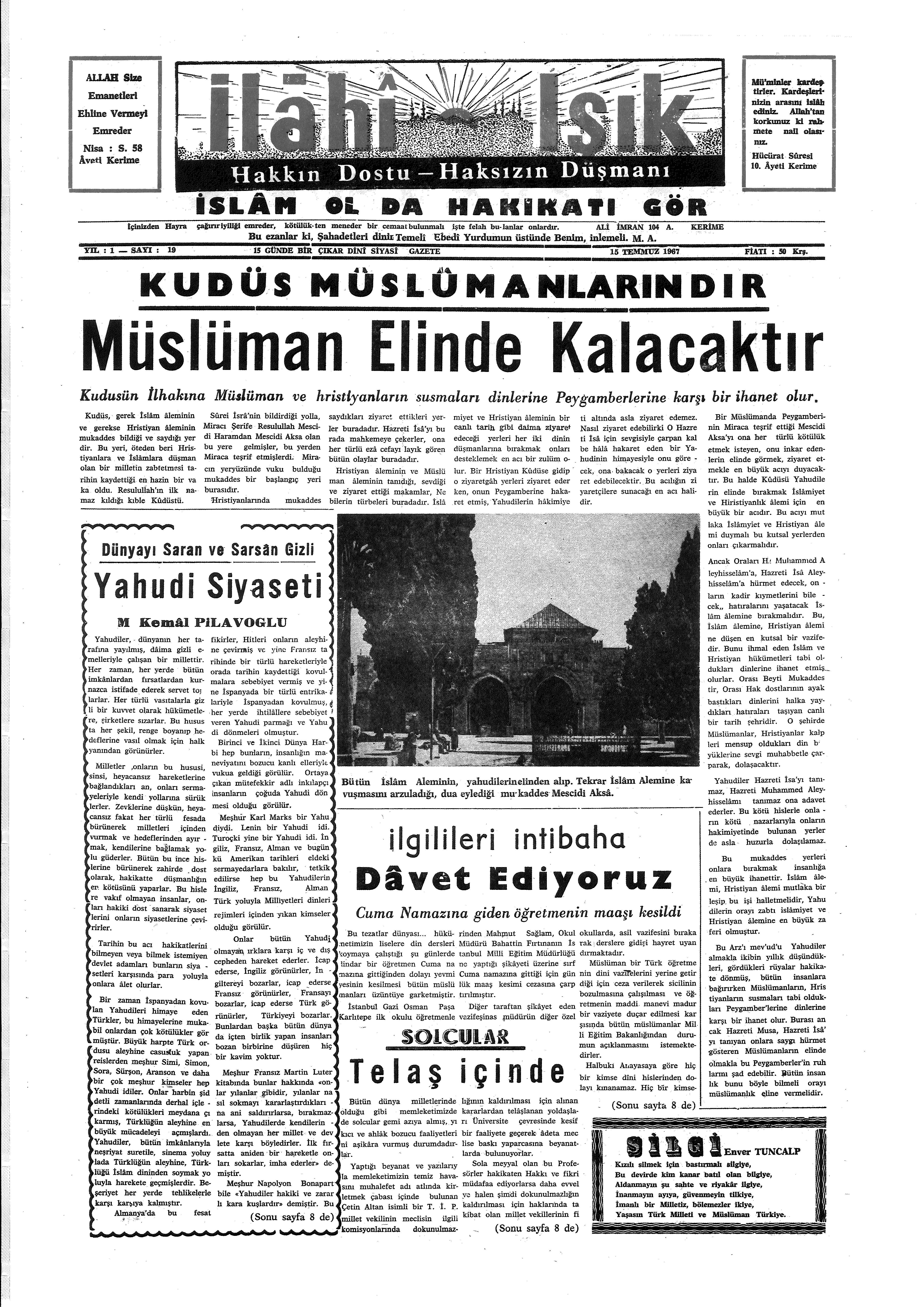 1. Cilt 19. Sayı Kapağı