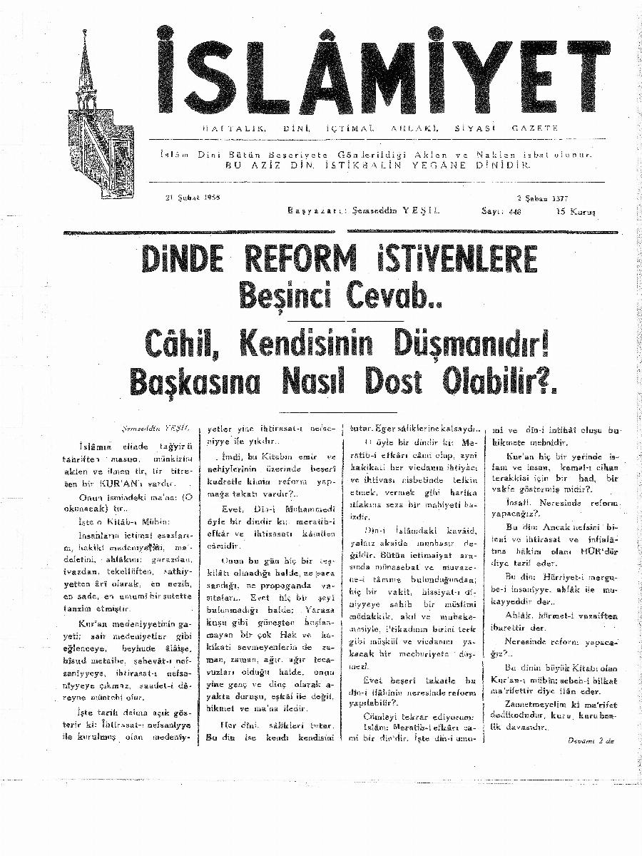 9. Cilt 448. Sayı Kapağı