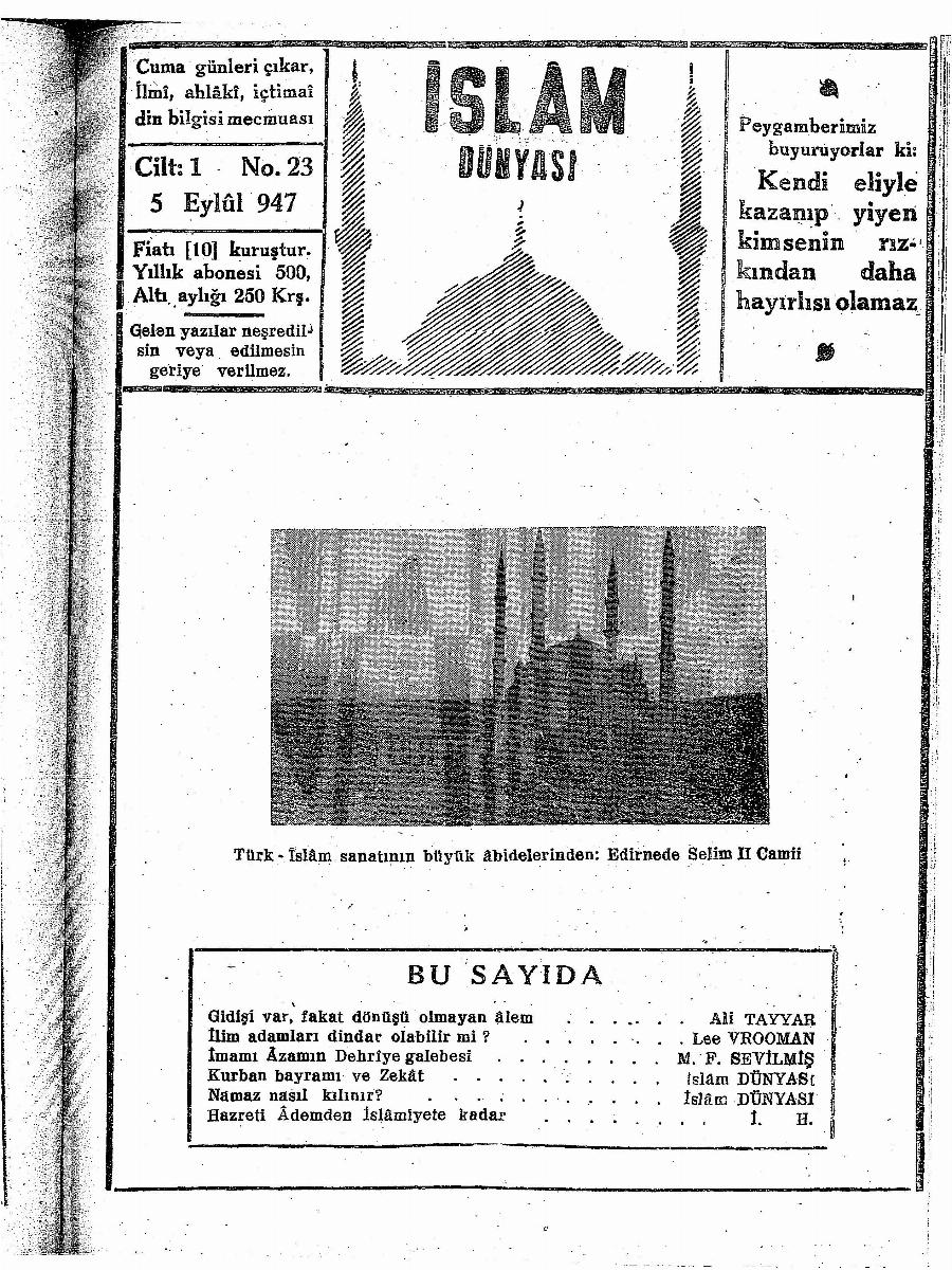 1. Cilt 23. Sayı Kapağı