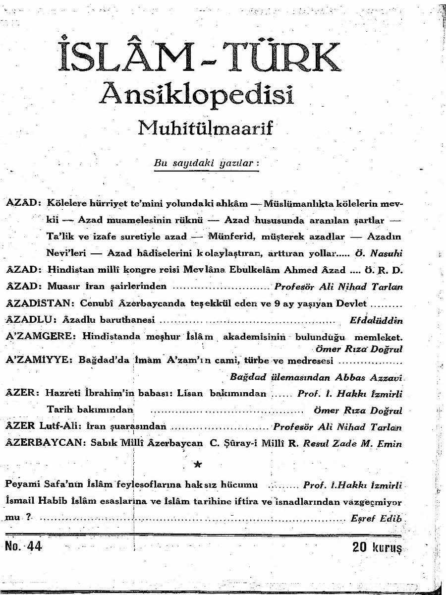 1. Cilt 44. Sayı Kapağı