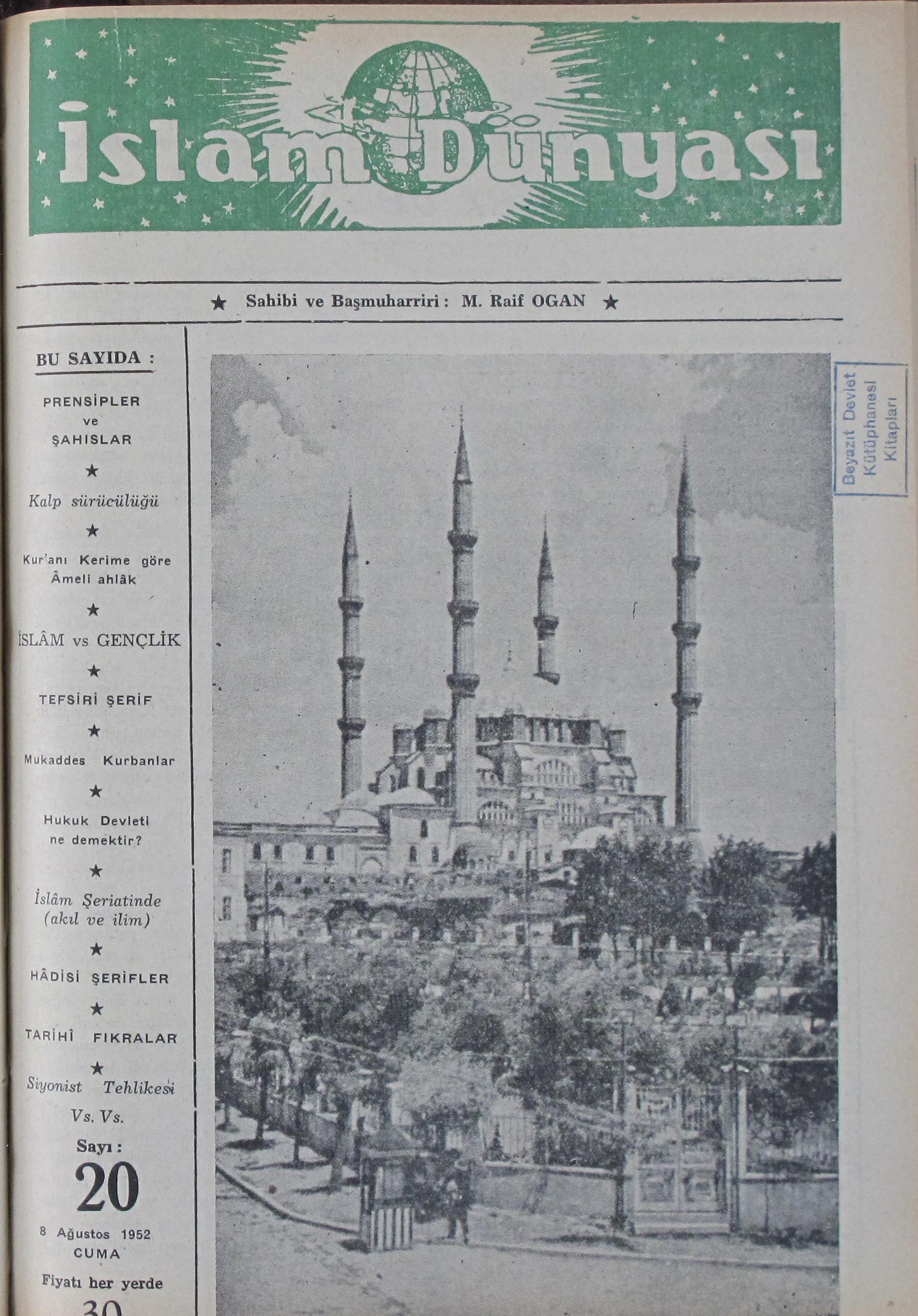 1. Cilt 20. Sayı Kapağı