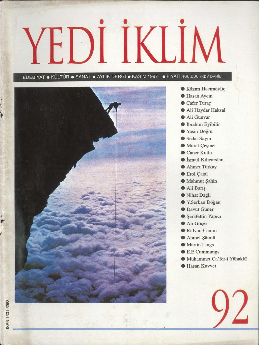 11. Cilt 92. Sayı Kapağı