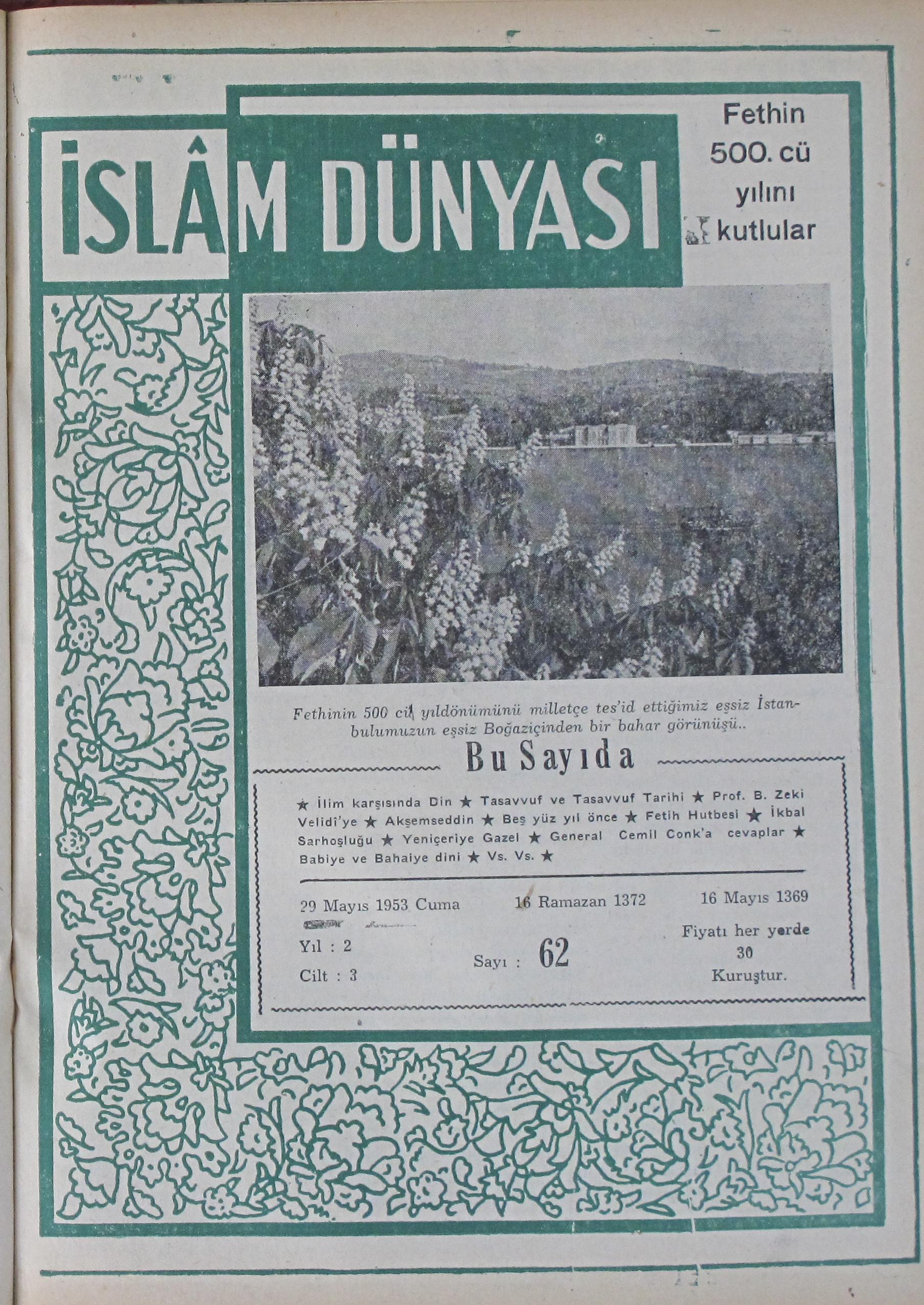 3. Cilt 62. Sayı Kapağı