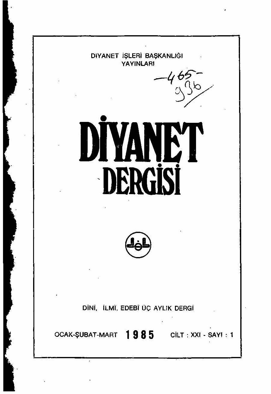 21. Cilt 1. Sayı Kapağı