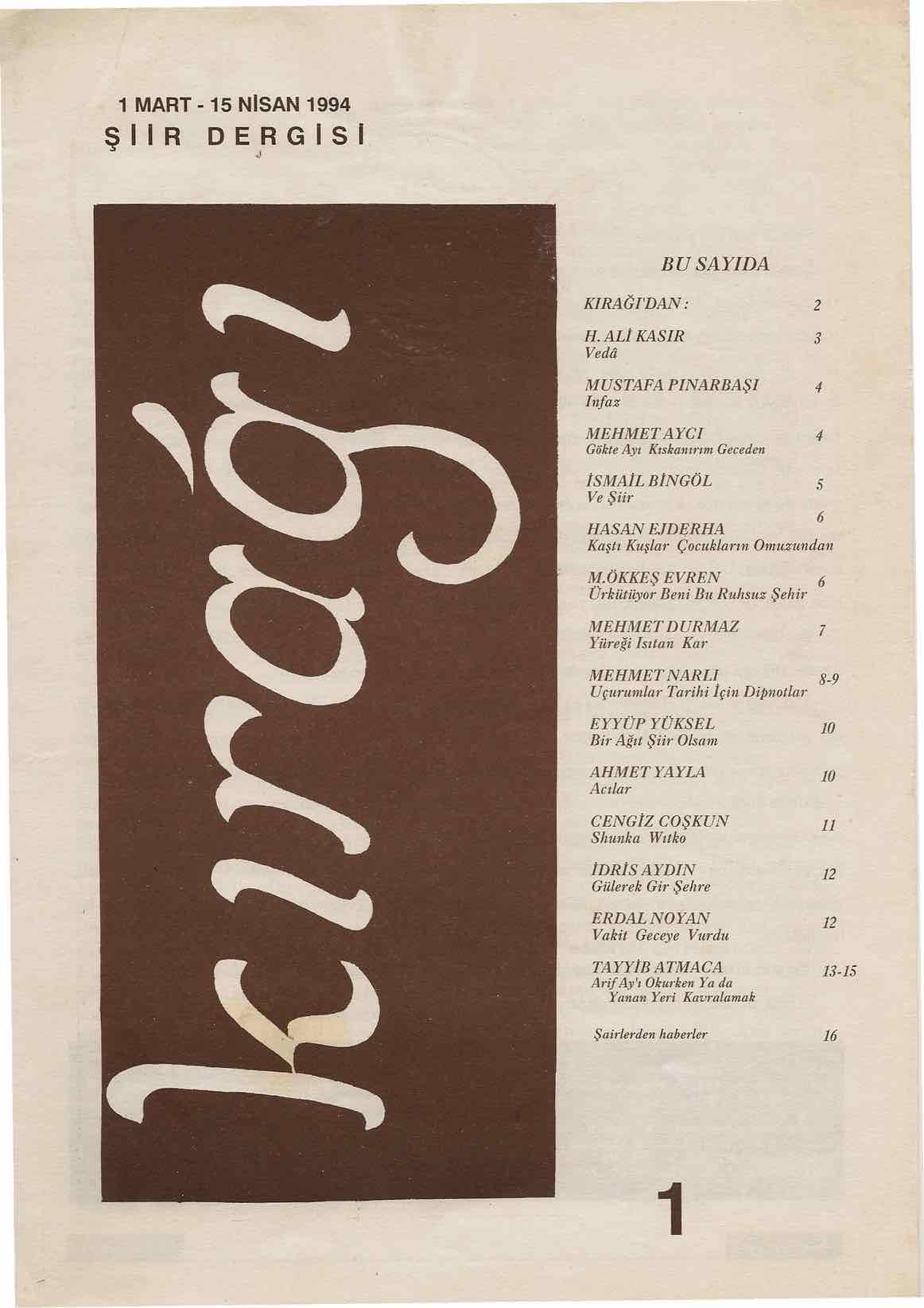 1. Sayı Kapağı