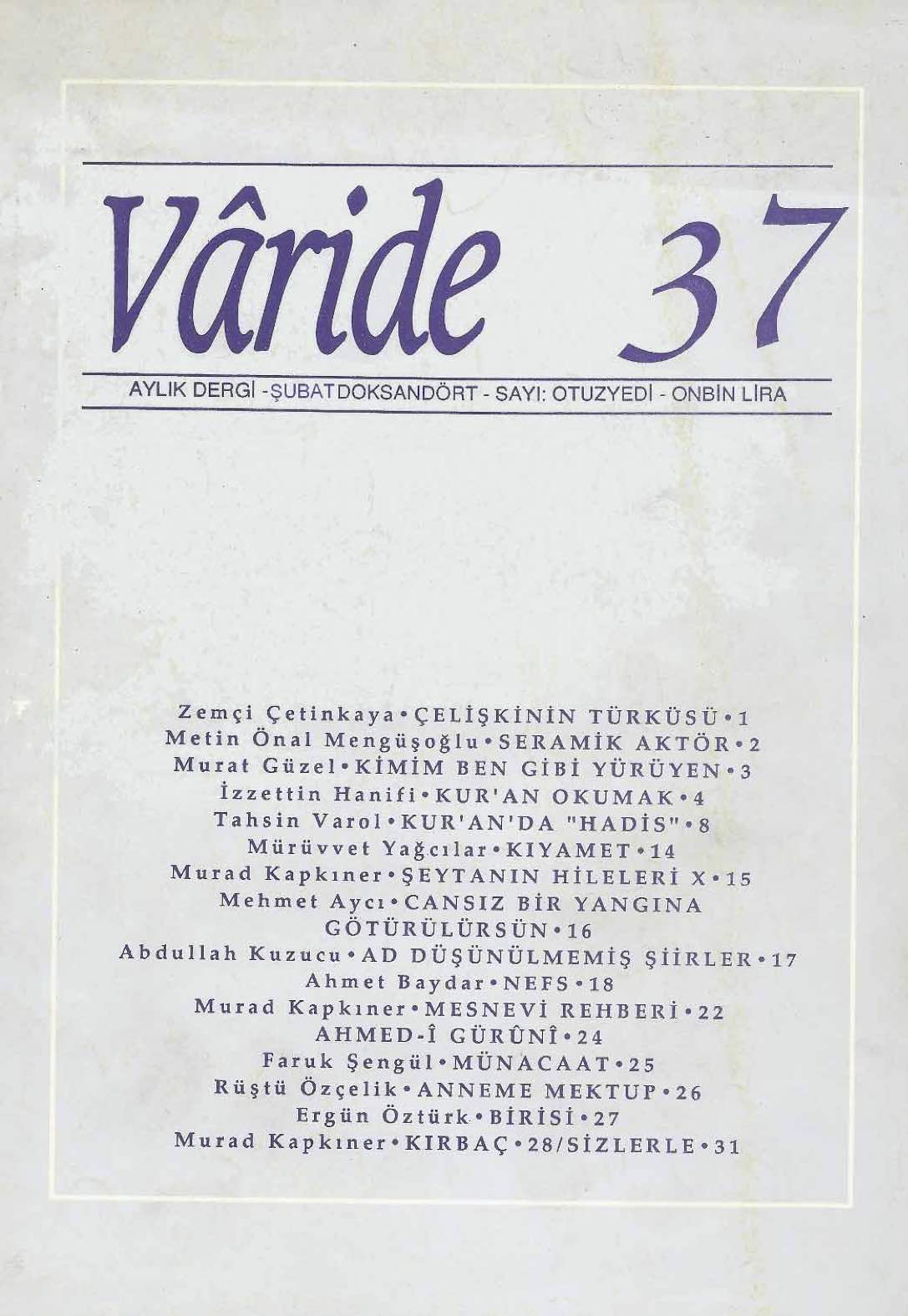 37. Sayı Kapağı