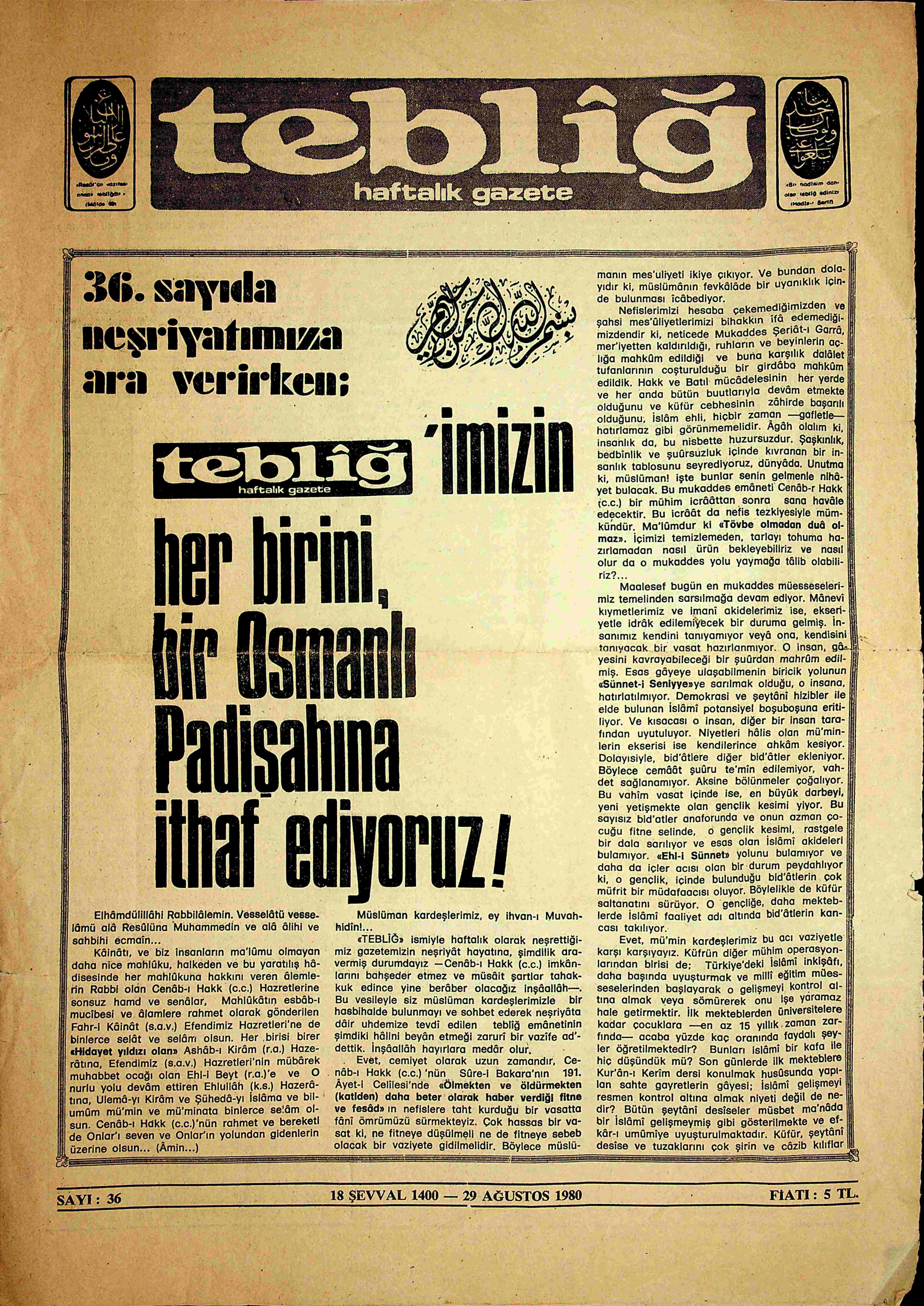 36. Sayı Kapağı