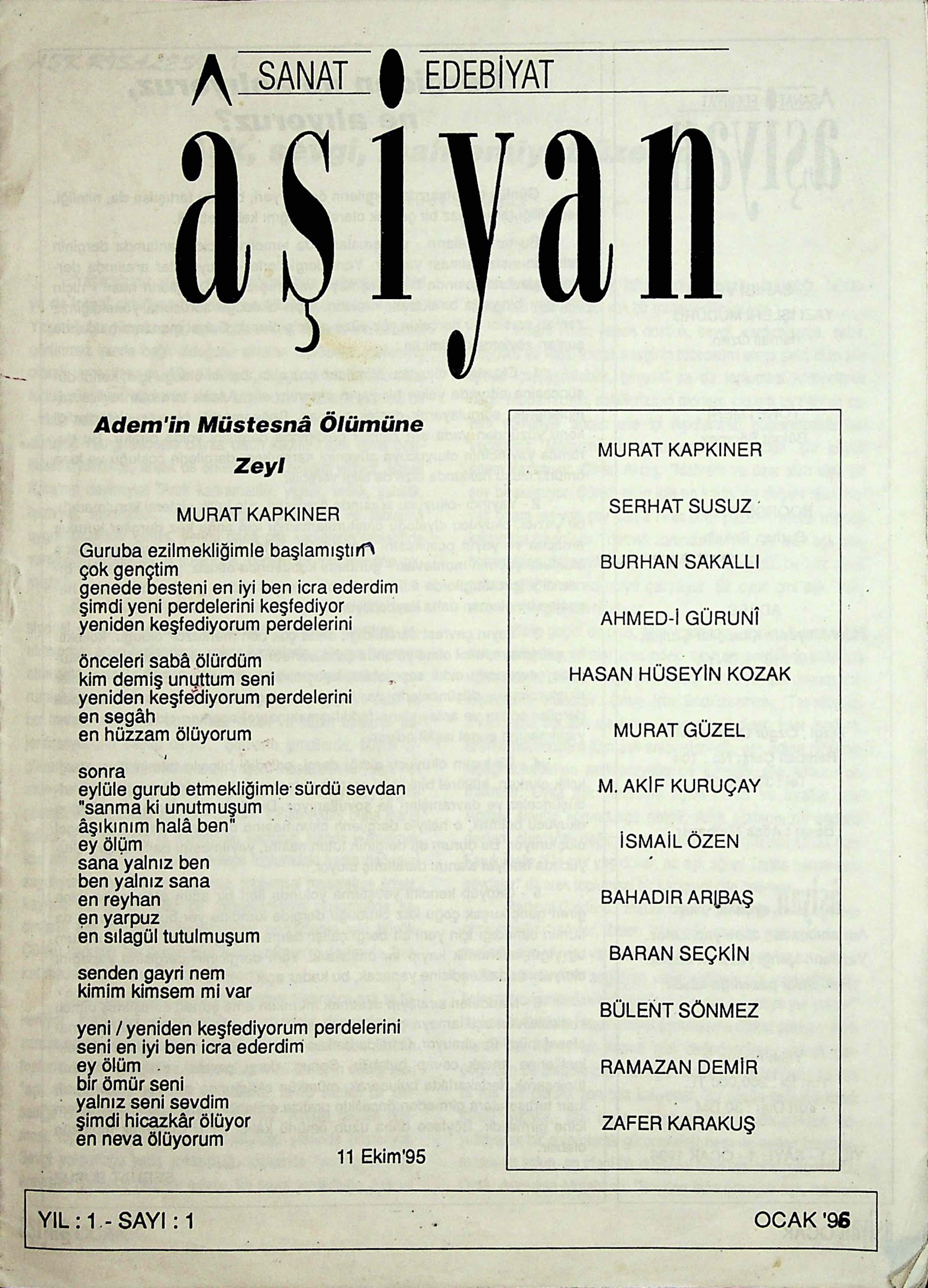 1. Sayı Kapağı