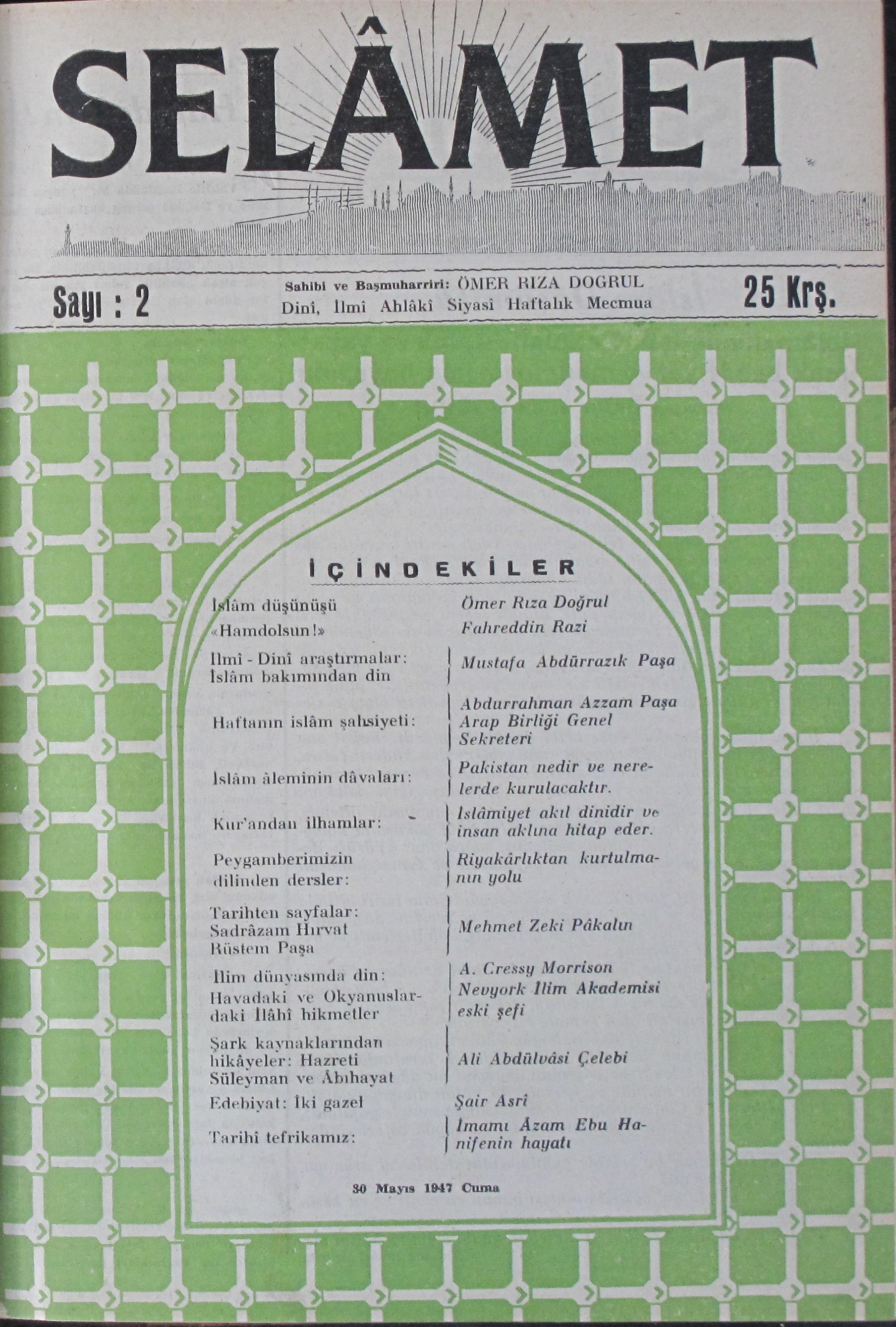 1. Cilt 2. Sayı Kapağı