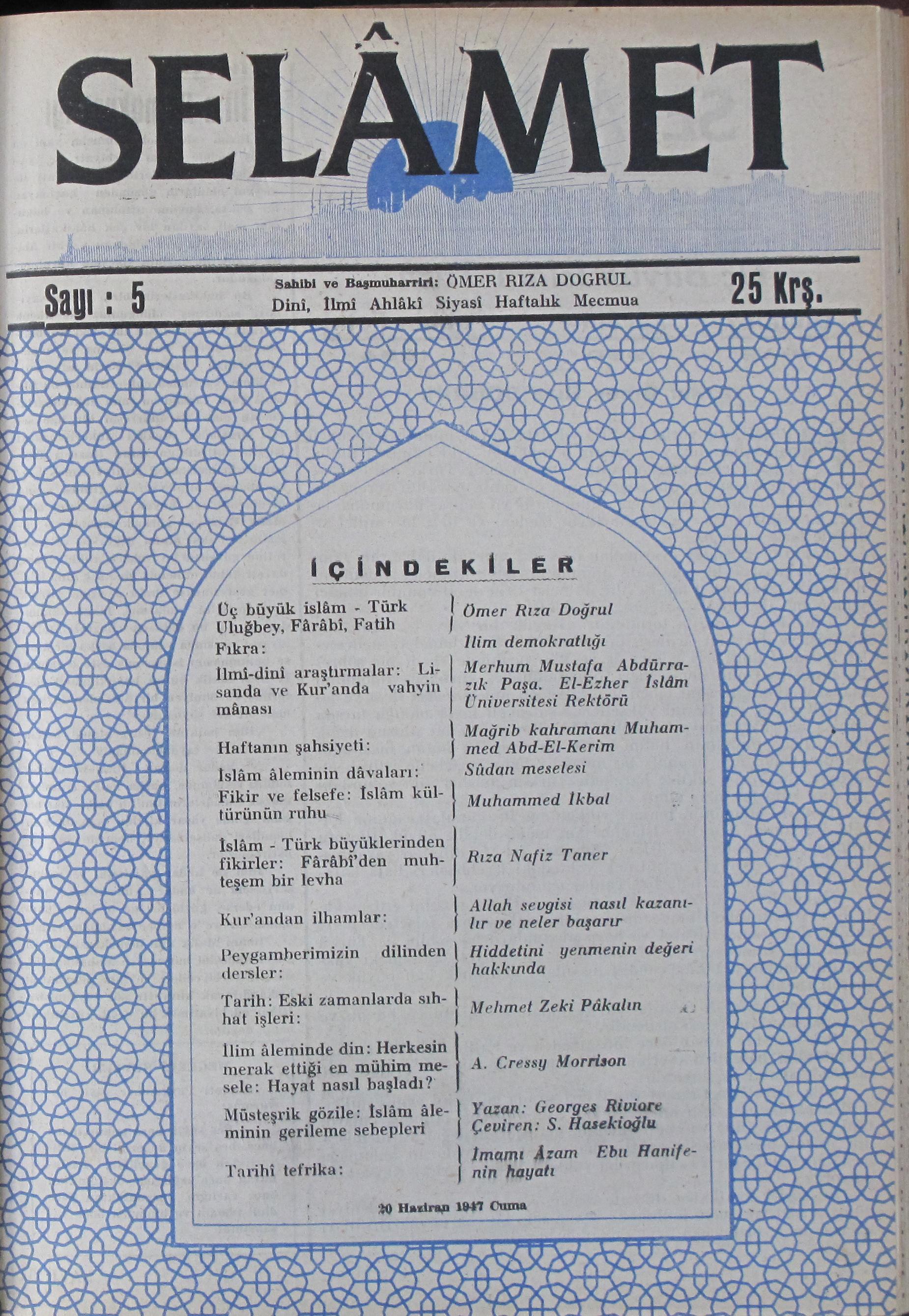 1. Cilt 5. Sayı Kapağı