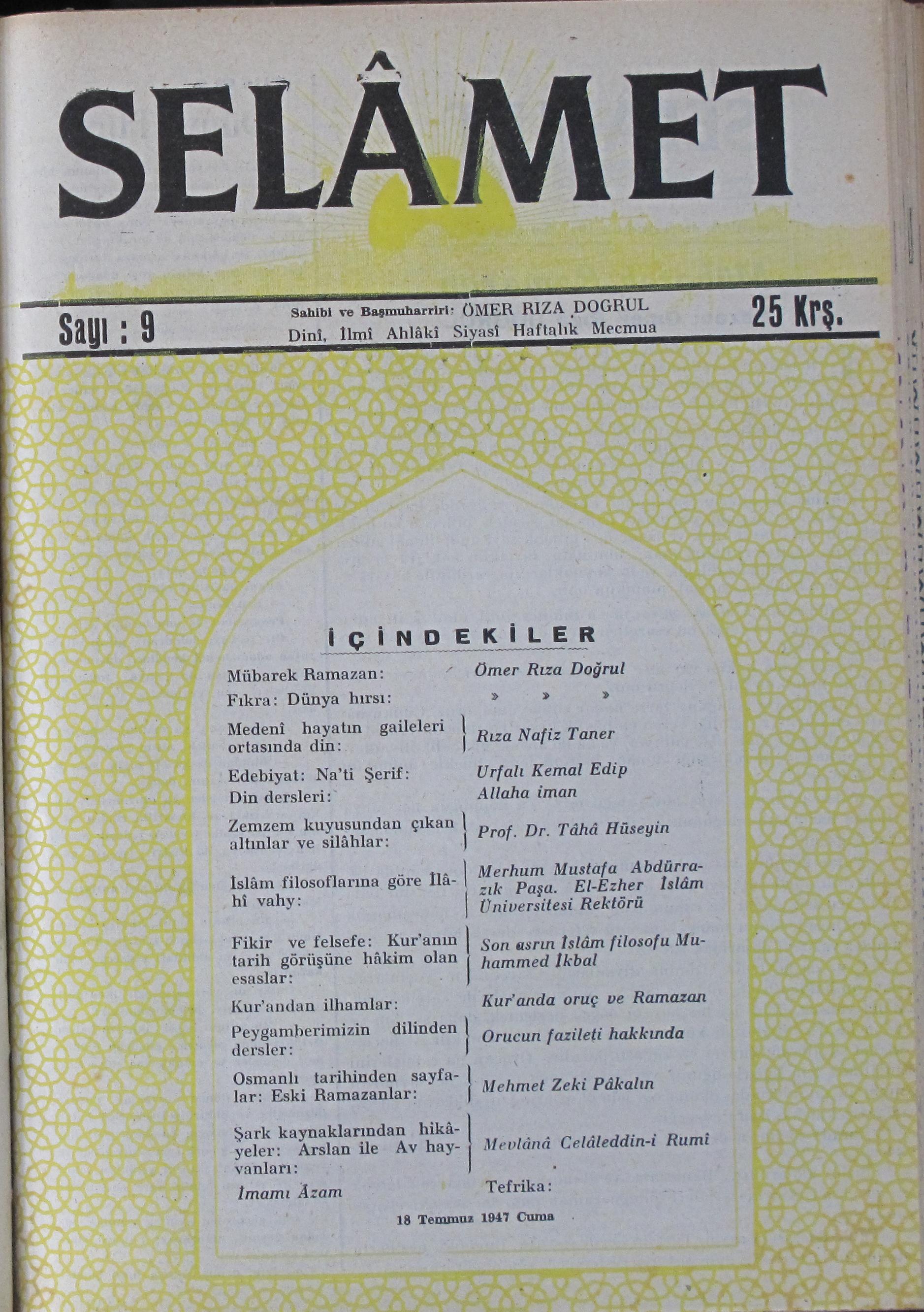 1. Cilt 9. Sayı Kapağı