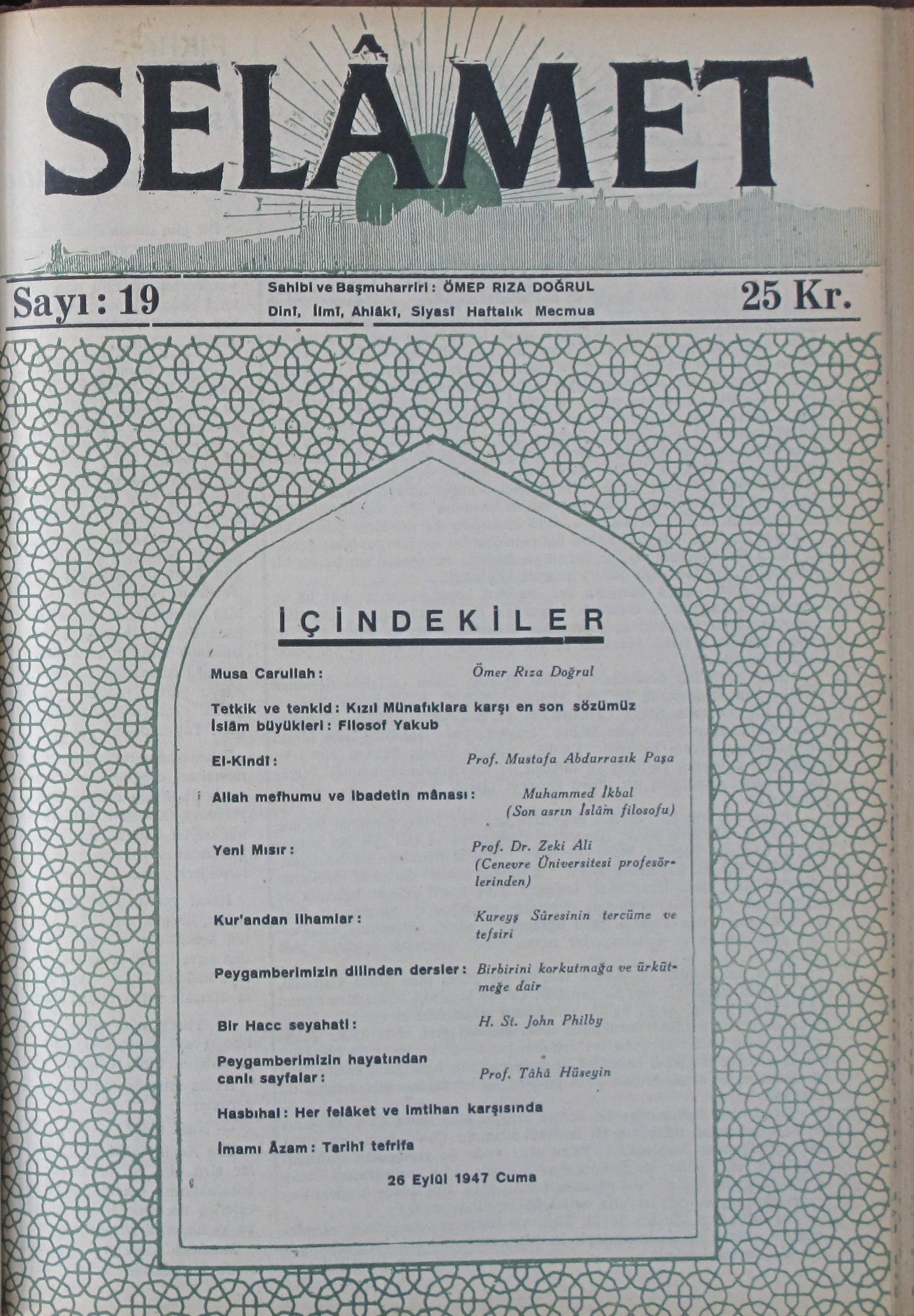 1. Cilt 19. Sayı Kapağı