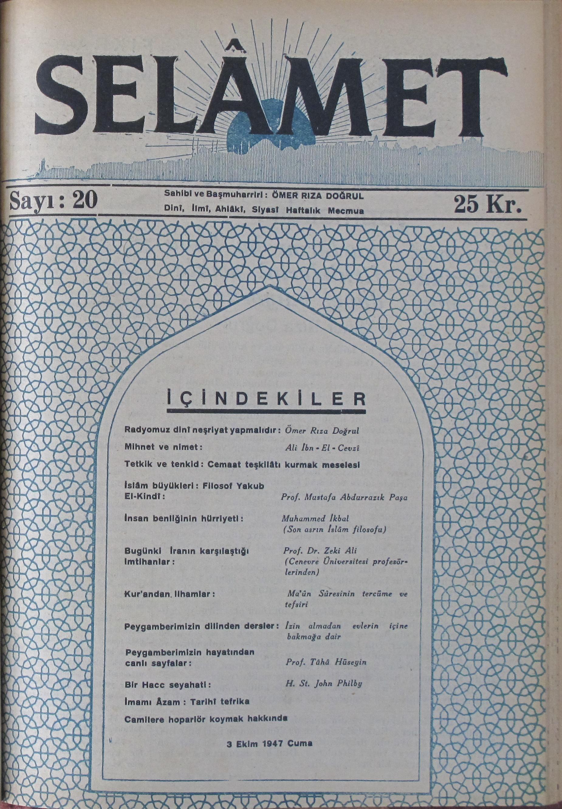 1. Cilt 20. Sayı Kapağı