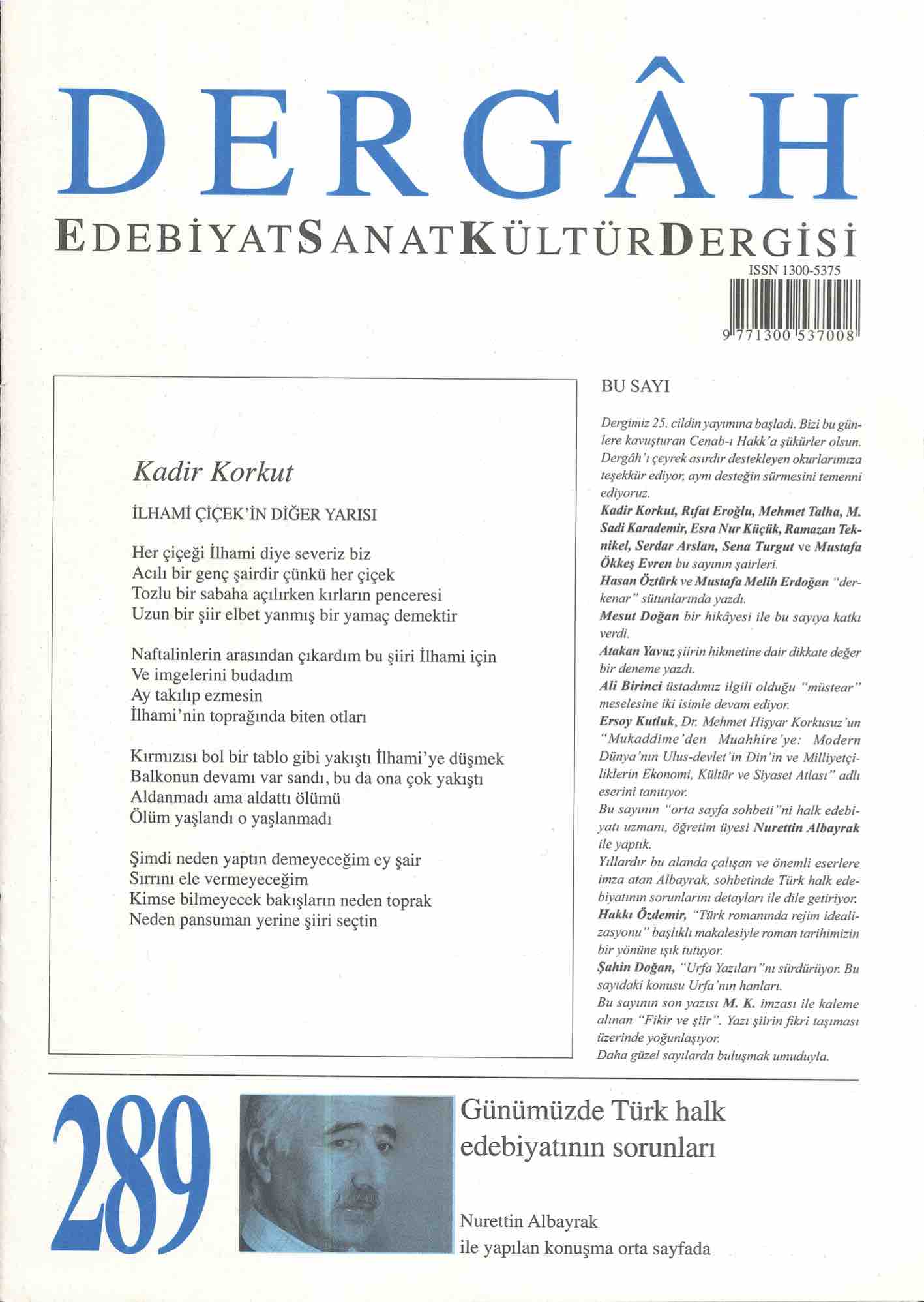 289. Sayı Kapağı