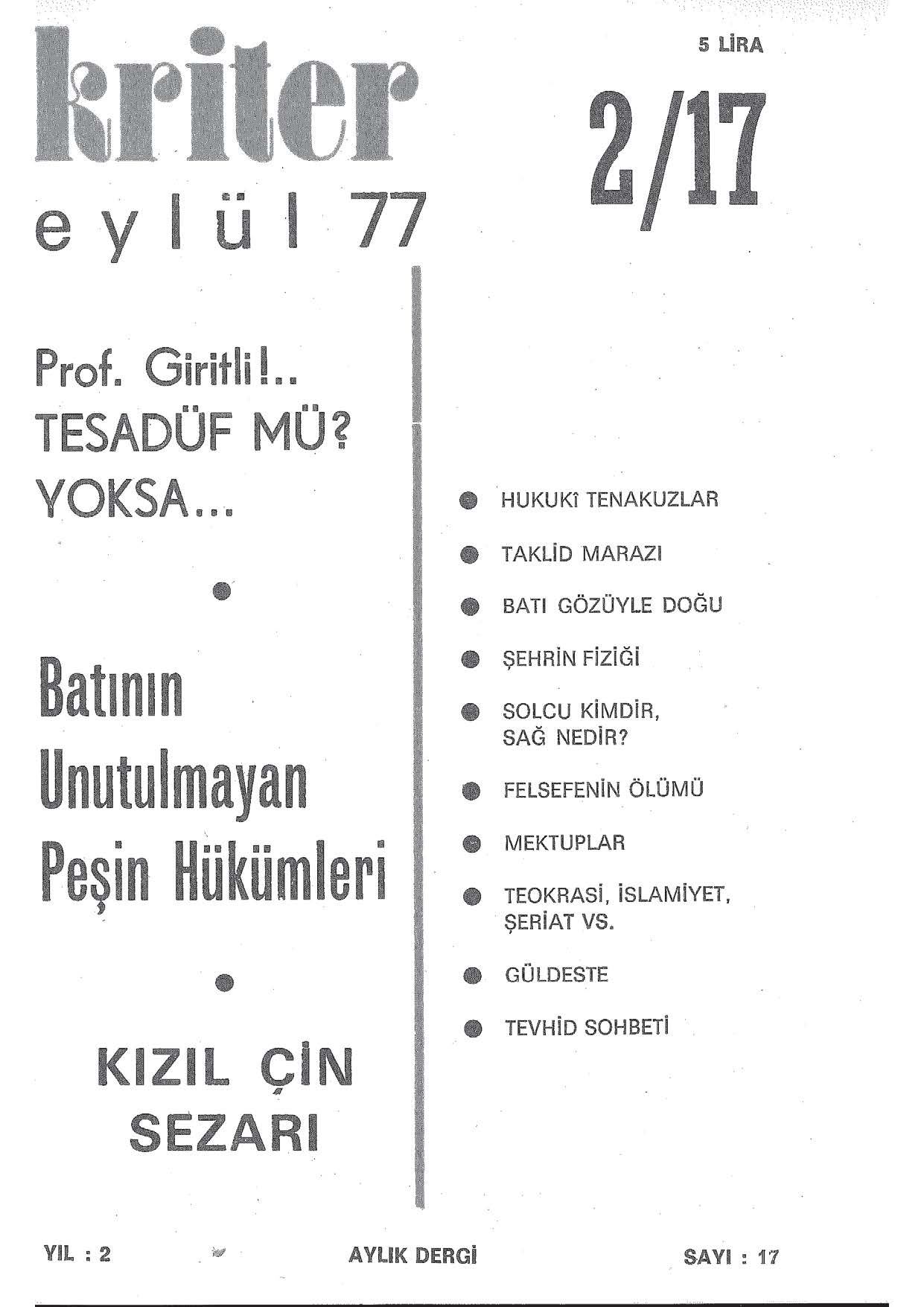 2. Cilt 17. Sayı Kapağı