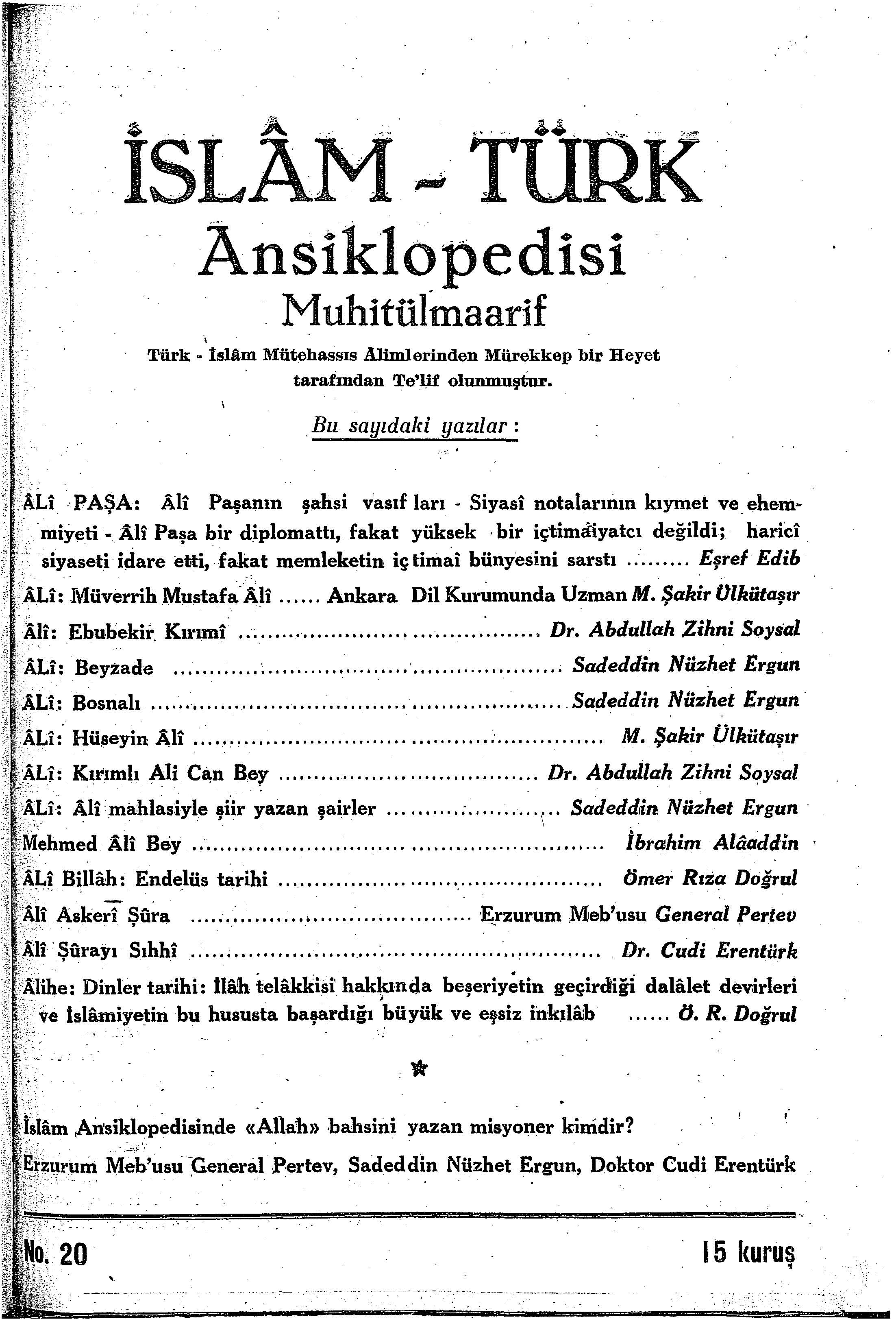 1. Cilt 20. Sayı Kapağı