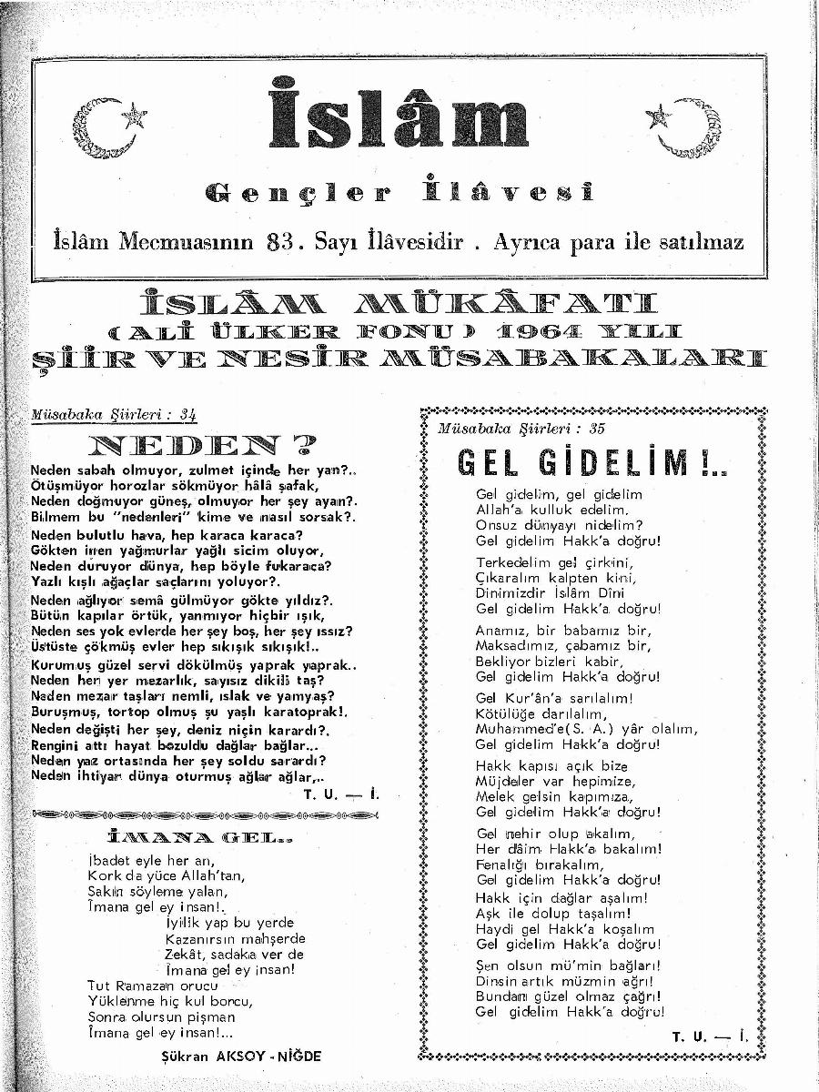 7. Cilt 83. Sayı Gençlik İlavesi. Sayı Kapağı