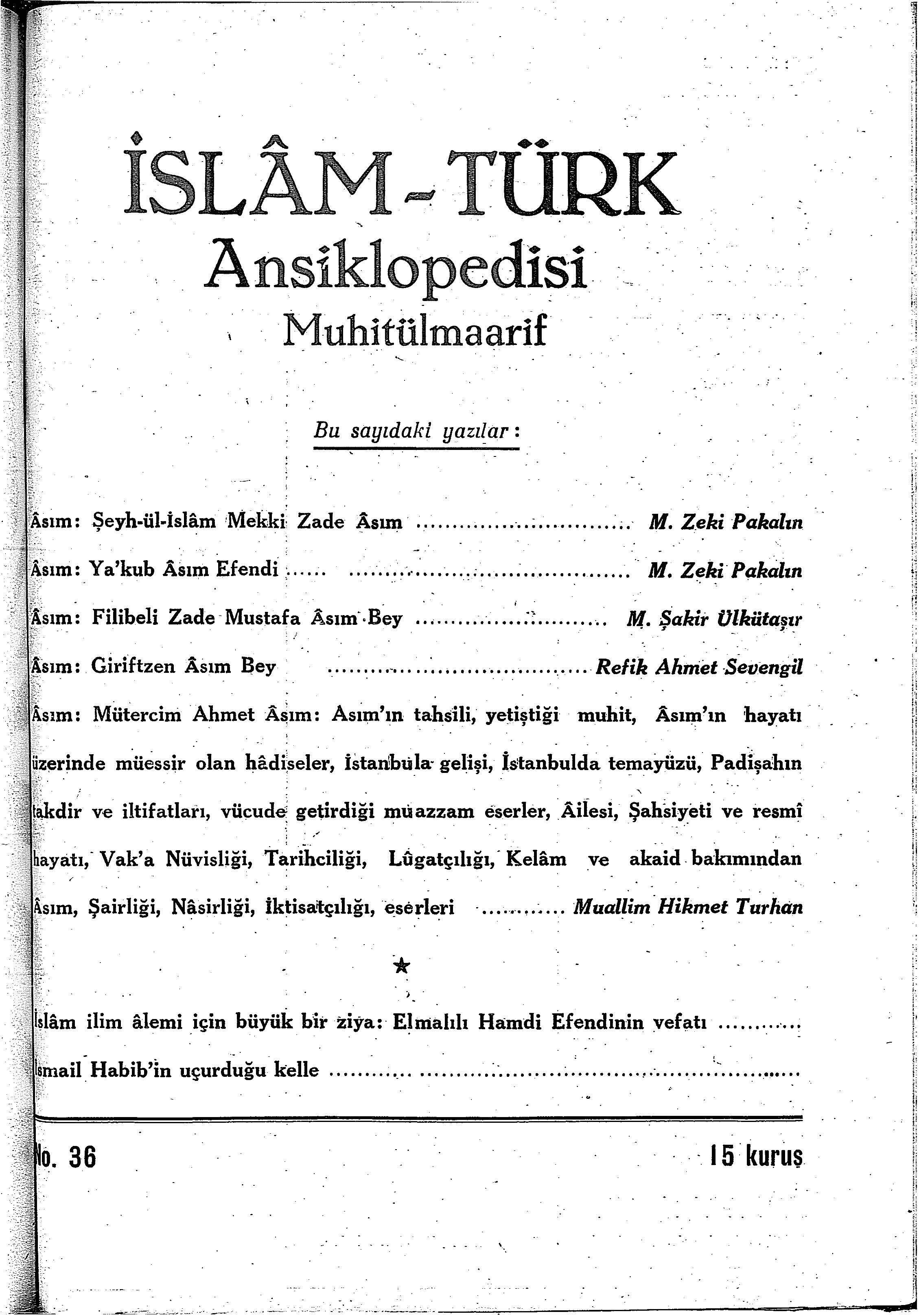 1. Cilt 36. Sayı Kapağı