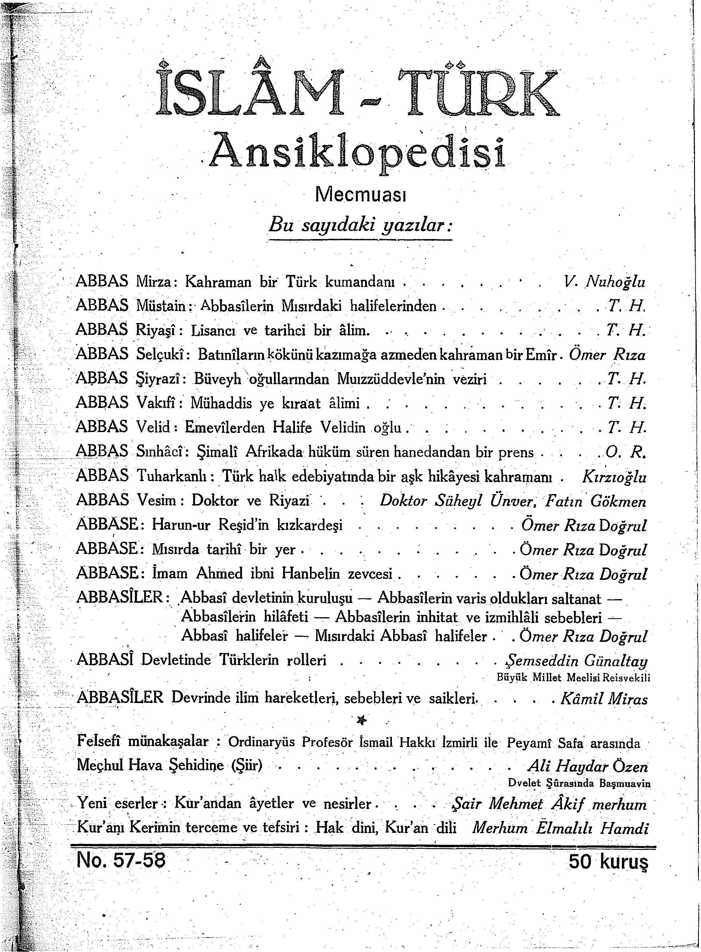 2. Cilt 57-58. Sayı Kapağı