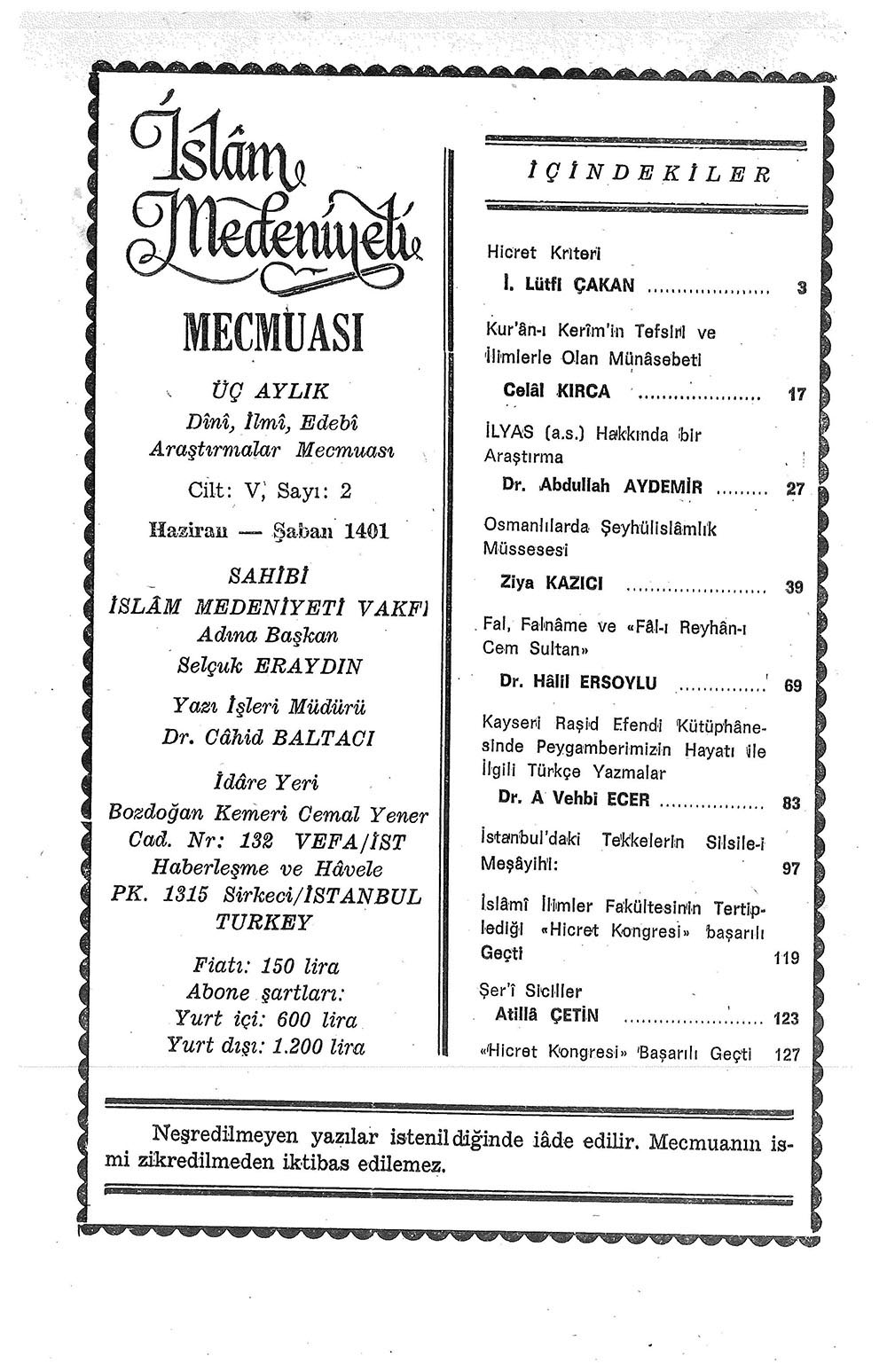 5. Cilt 2. Sayı Kapağı