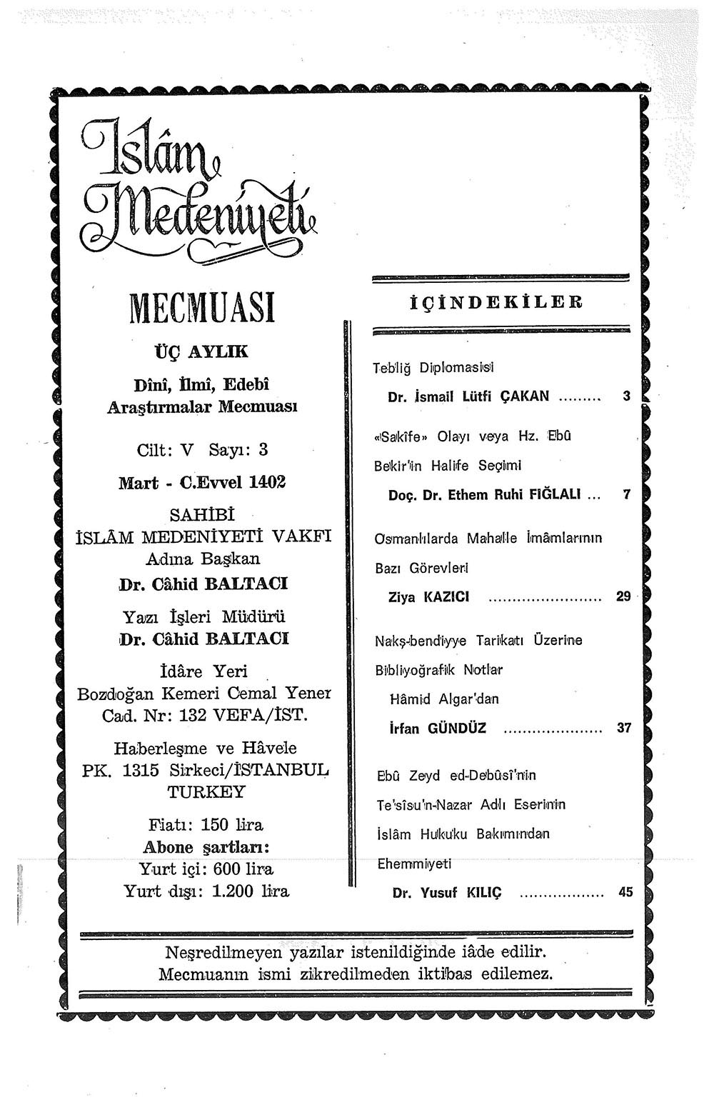 5. Cilt 3. Sayı Kapağı