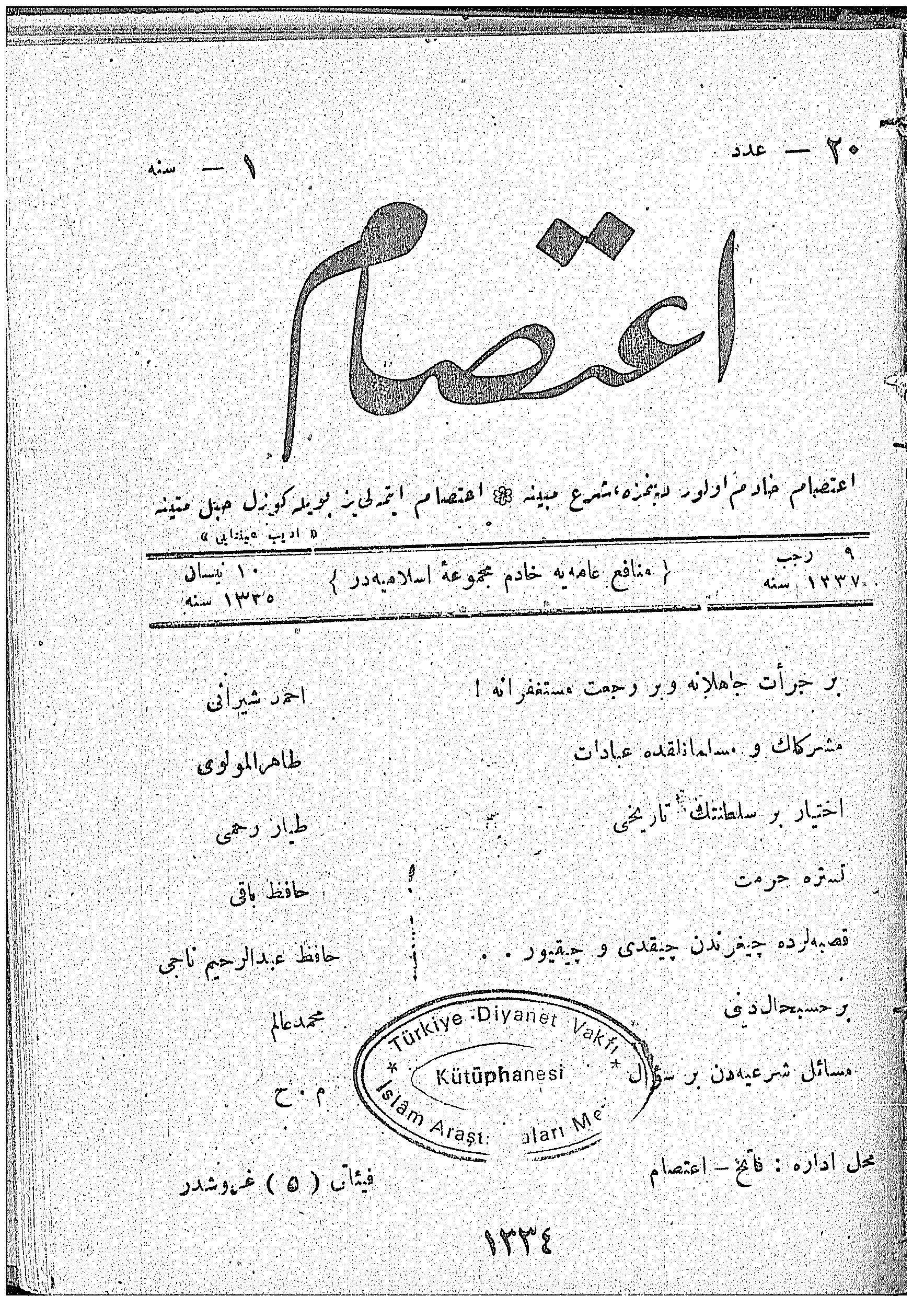 20. Sayı Kapağı