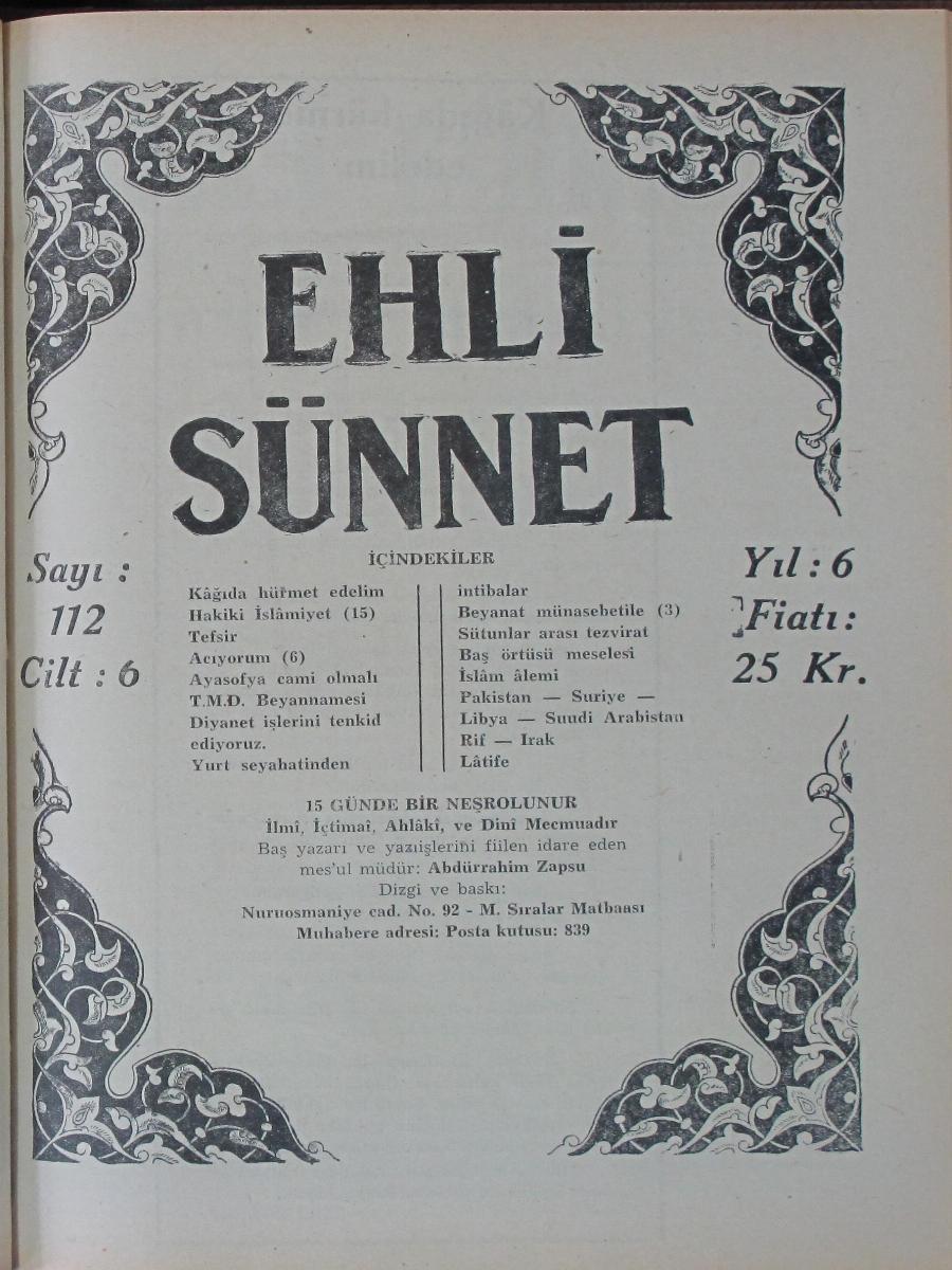 6. Cilt 112. Sayı Kapağı