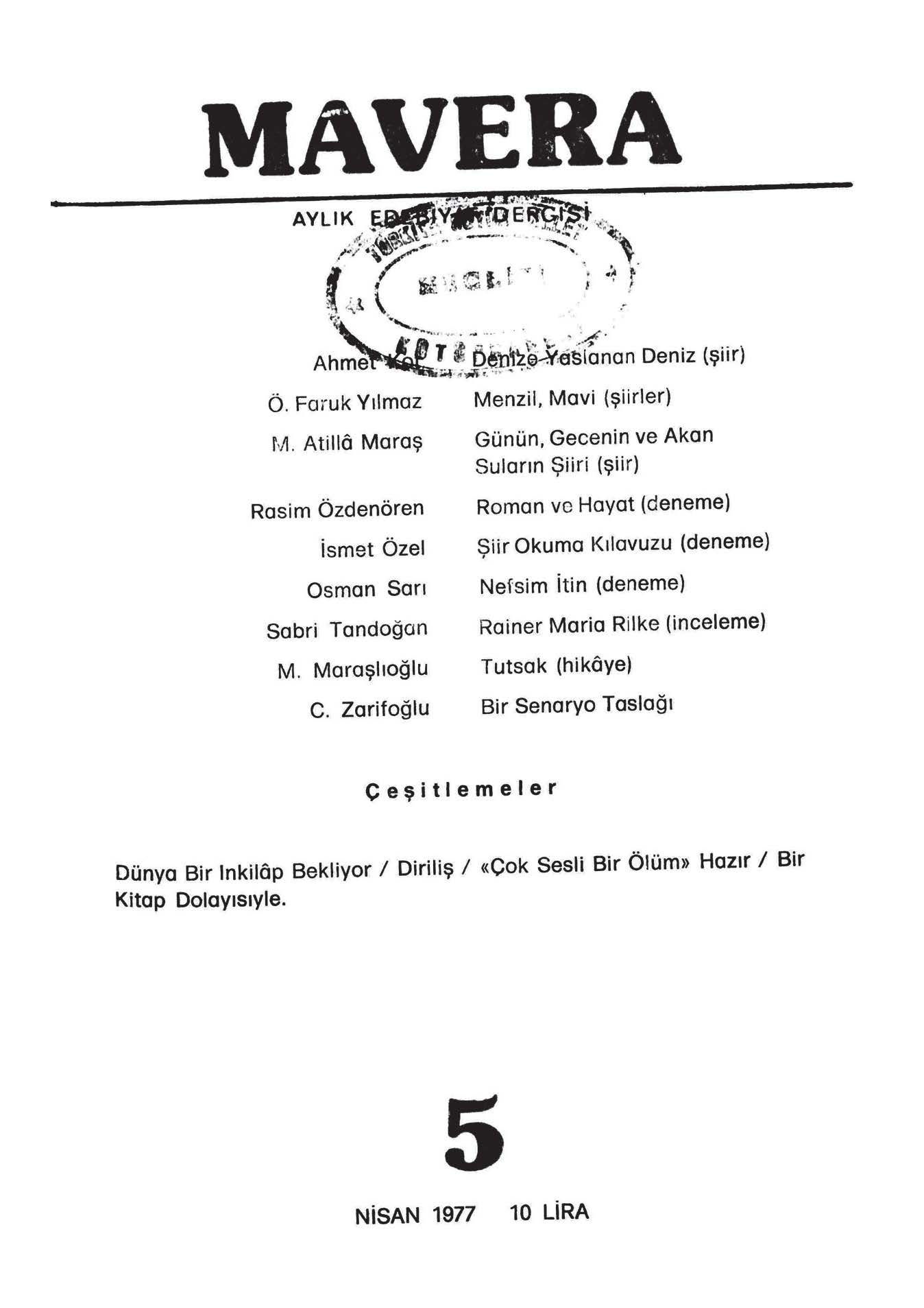 1. Cilt 5. Sayı Kapağı