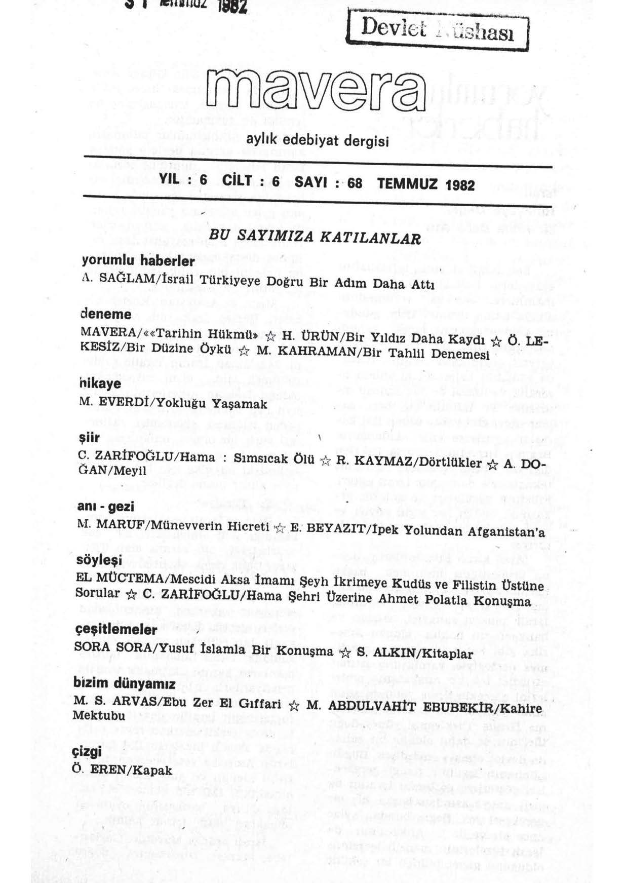 6. Cilt 68. Sayı Kapağı
