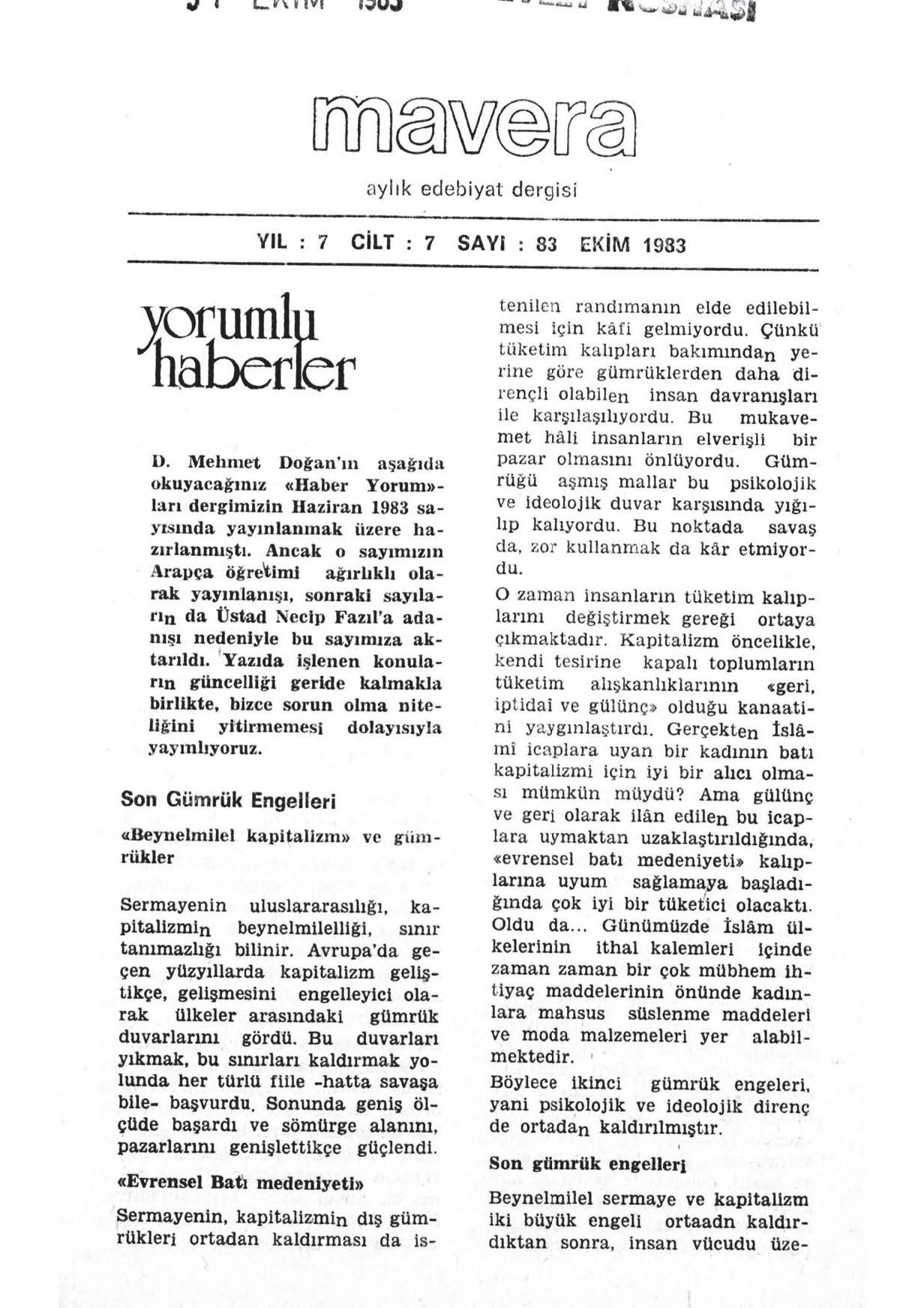 7. Cilt 83. Sayı Kapağı