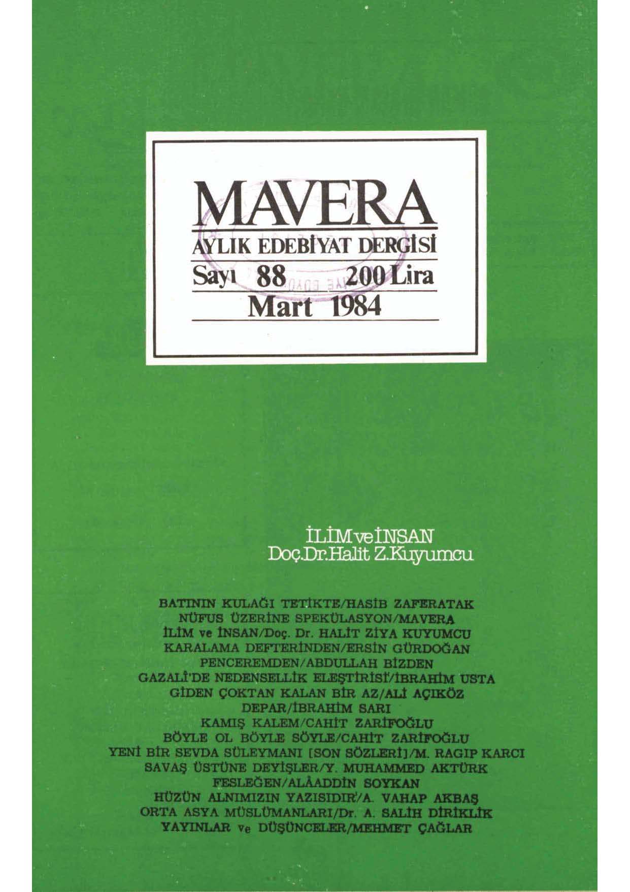 8. Cilt 88. Sayı Kapağı