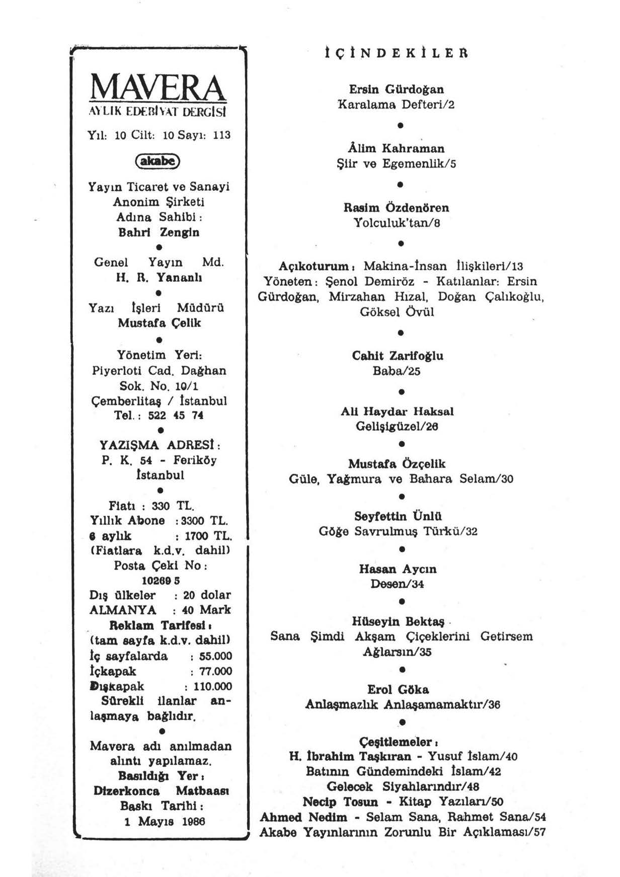 10. Cilt 113. Sayı Kapağı