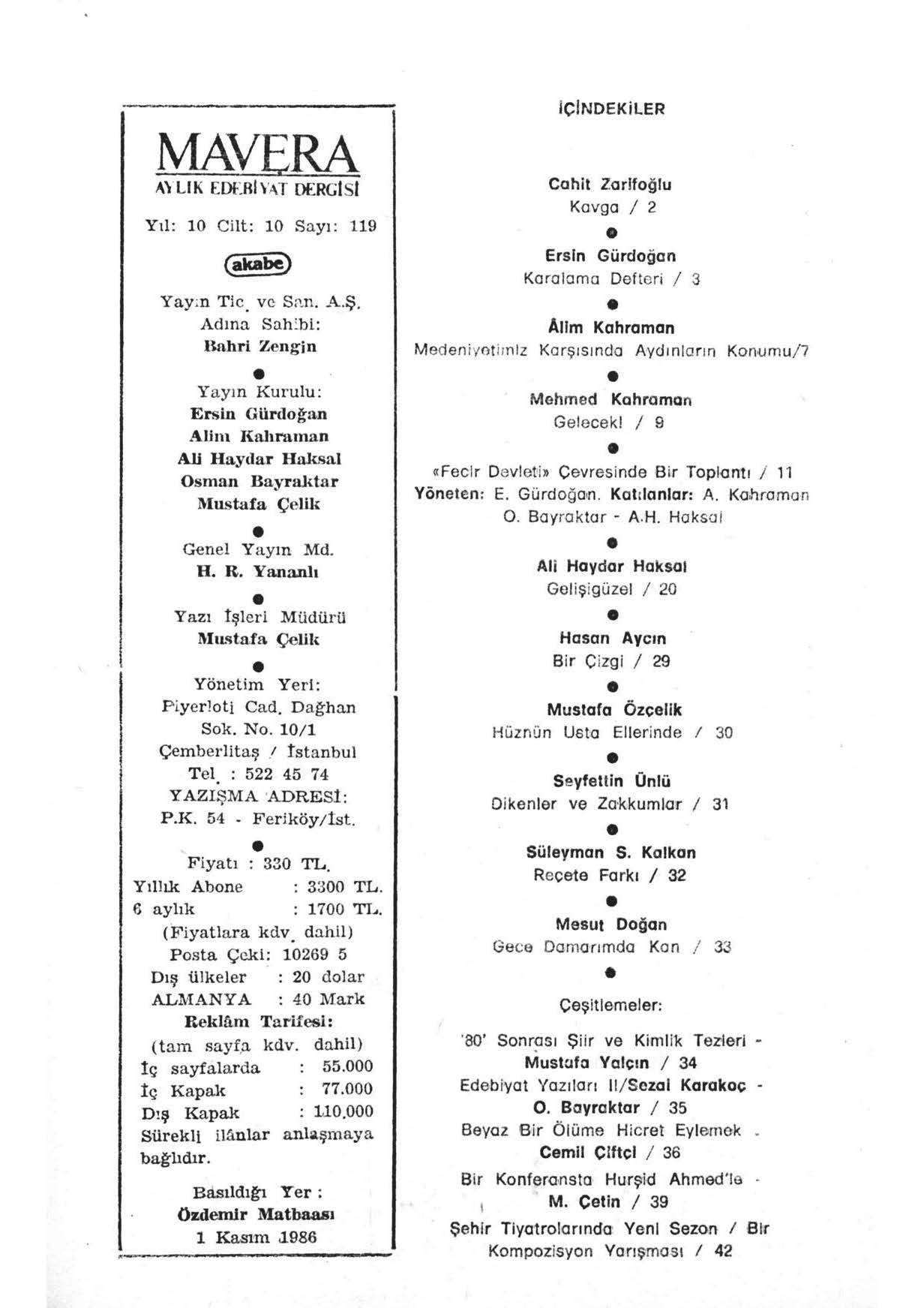 10. Cilt 119. Sayı Kapağı